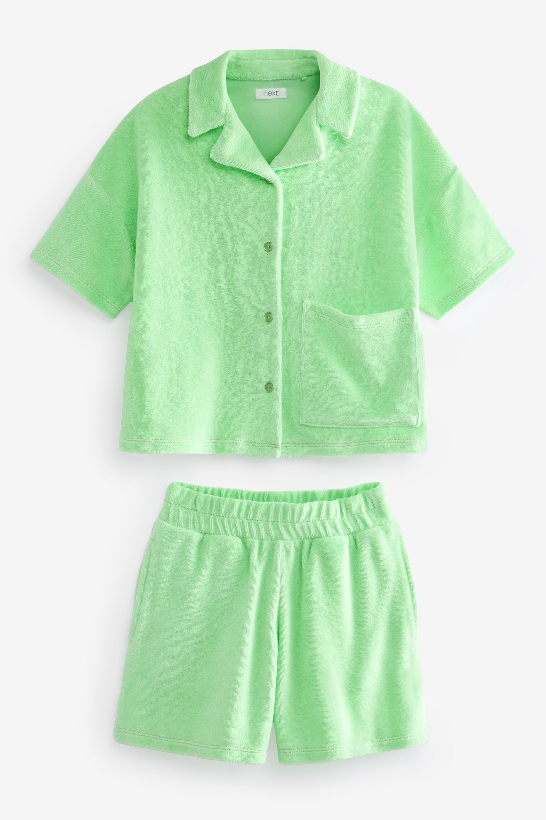 Lime Green Collar Shirt & Shorts Towelling Set (3-16yrs)