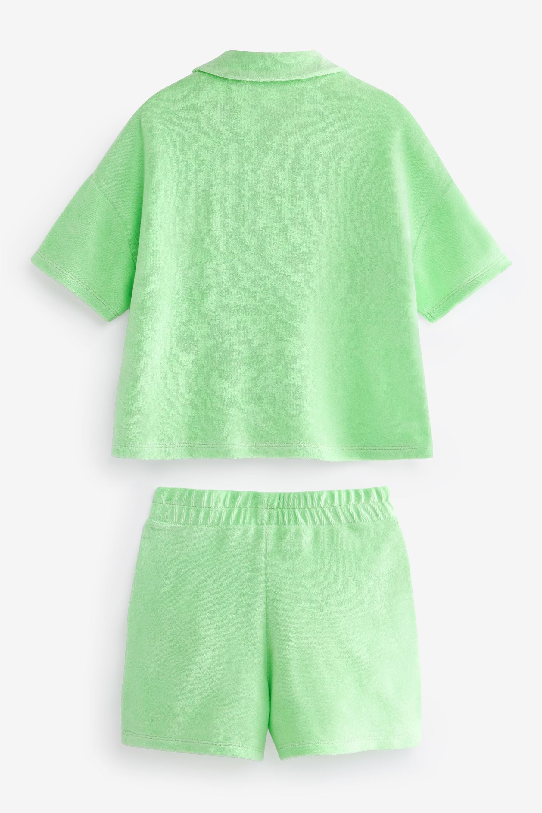 Lime Green Collar Shirt & Shorts Towelling Set (3-16yrs)