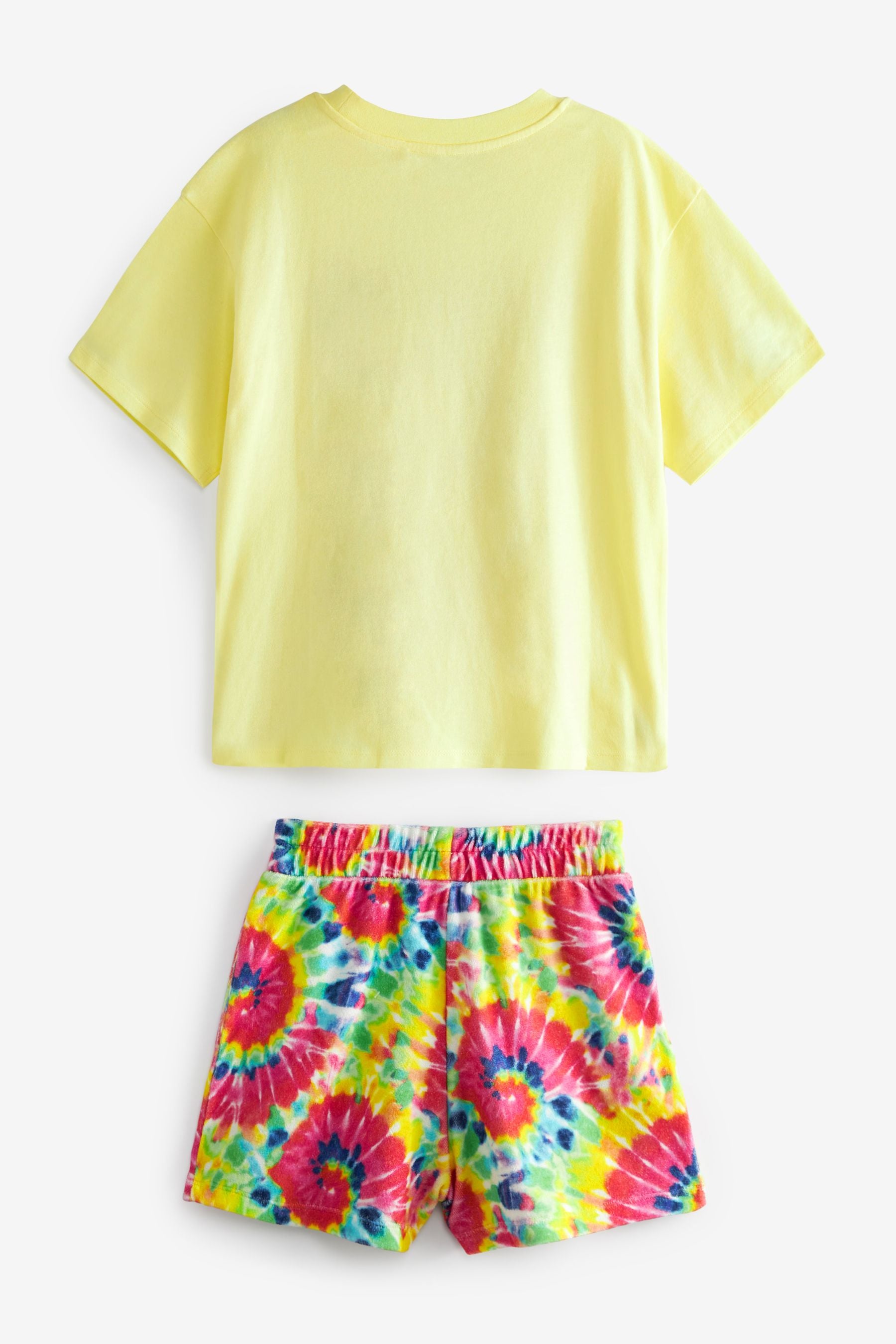 Pink Fruit T-Shirt & Towelling Rainbow Tie Dye Shorts Set (3-16yrs)