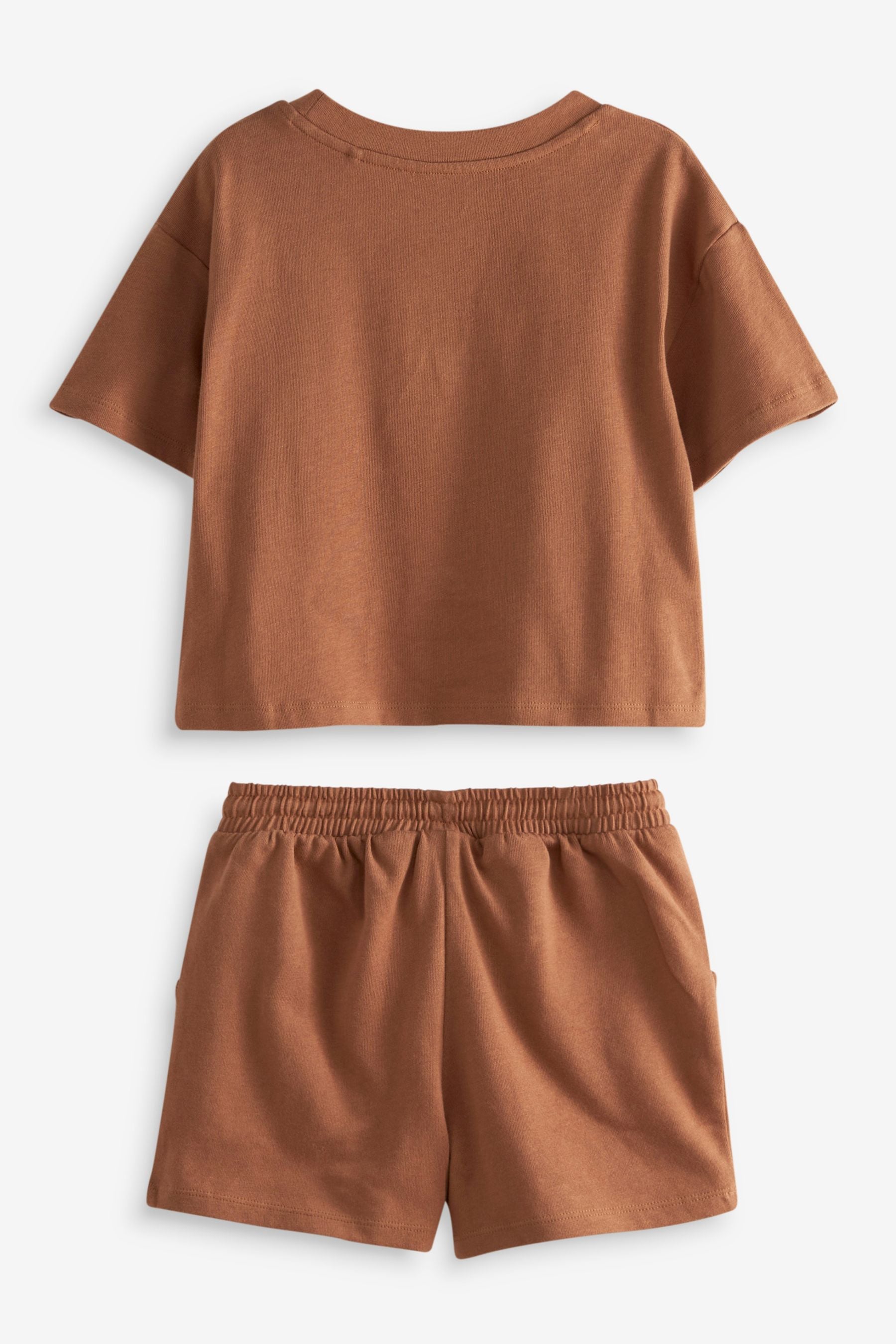 Chocolate Brown Collegiate Shorts Set (3-16yrs)