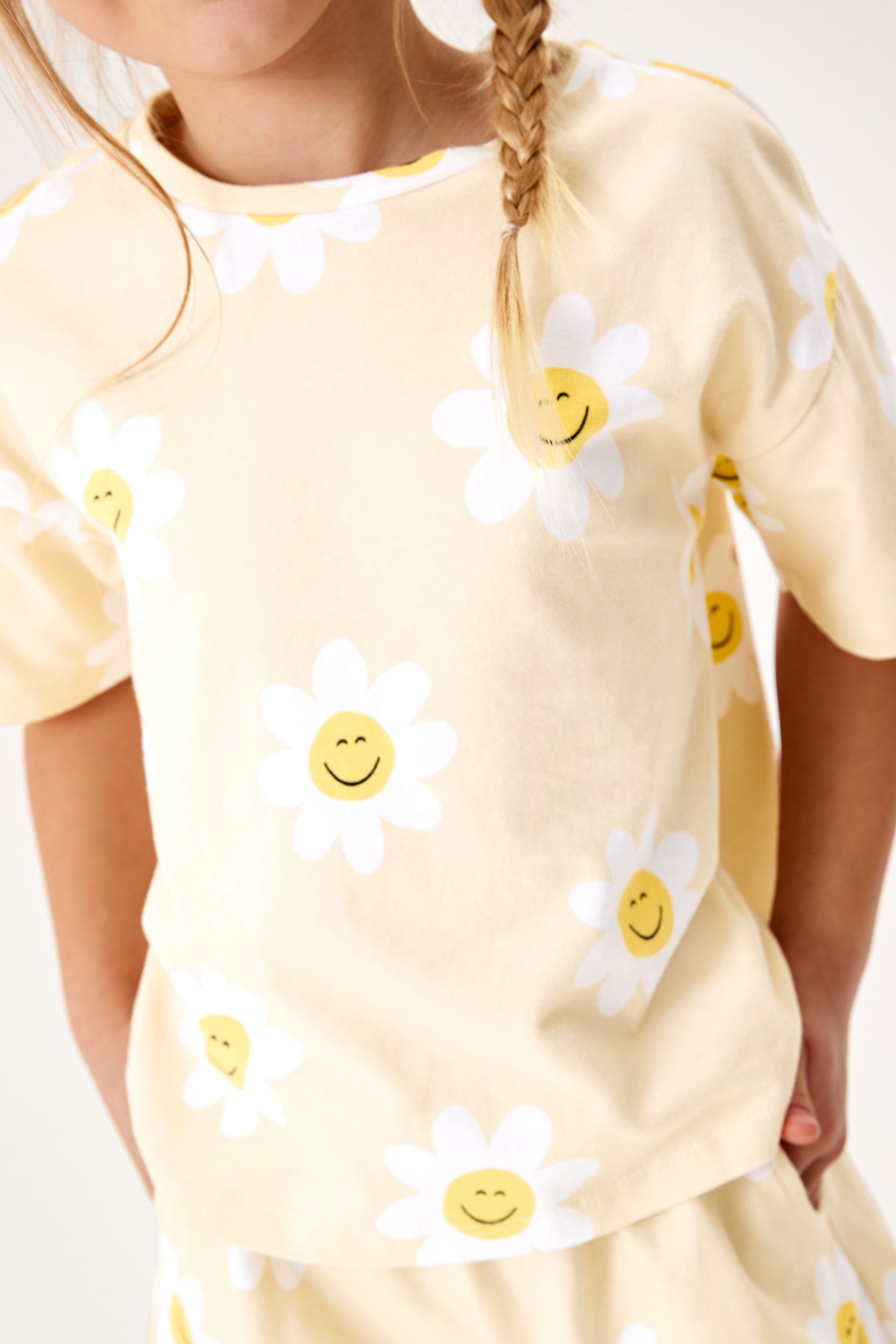 Ecru Cream Daisy Shorts Set (3-16yrs)