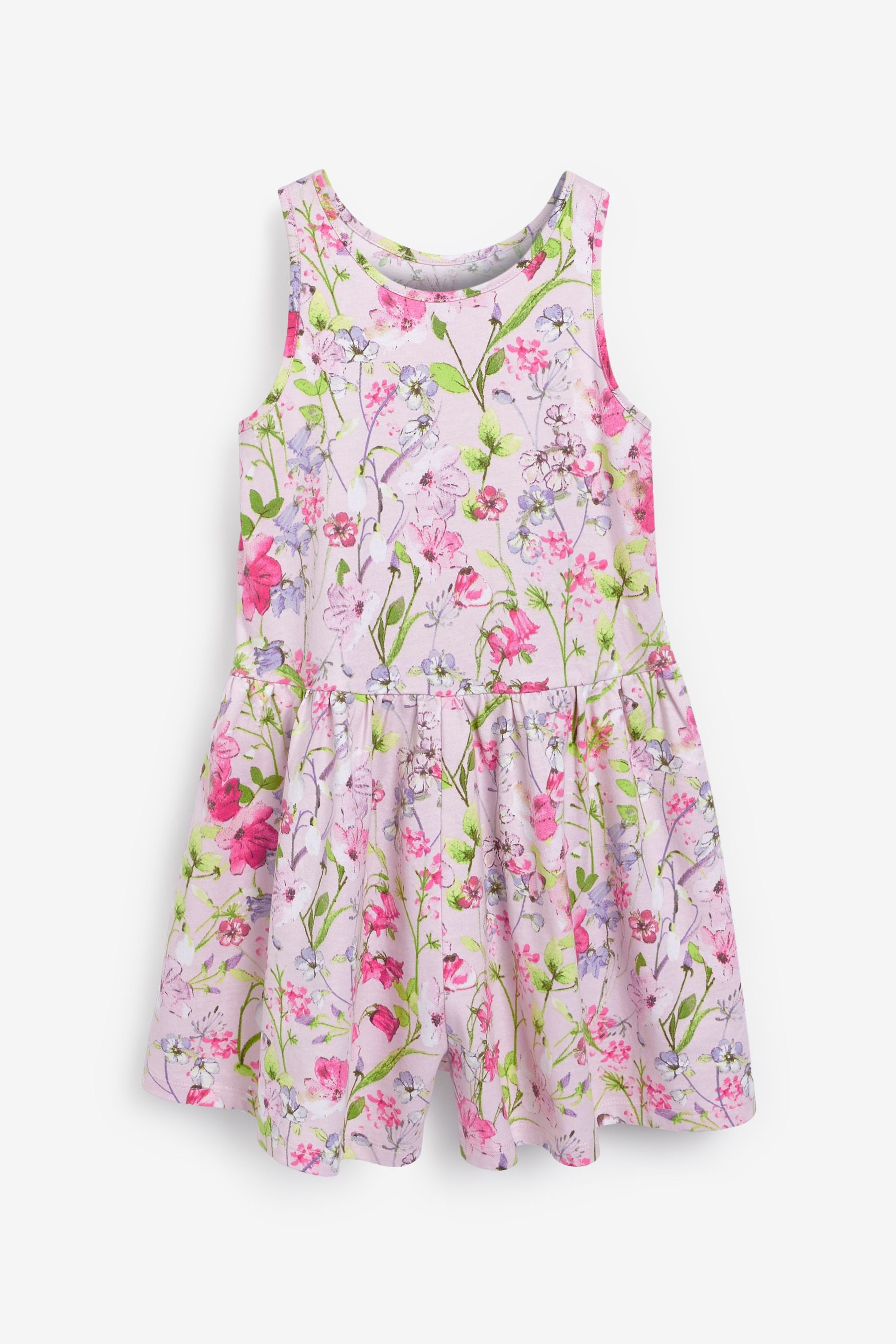 Pink Floral Strappy Playsuit (3-16yrs)