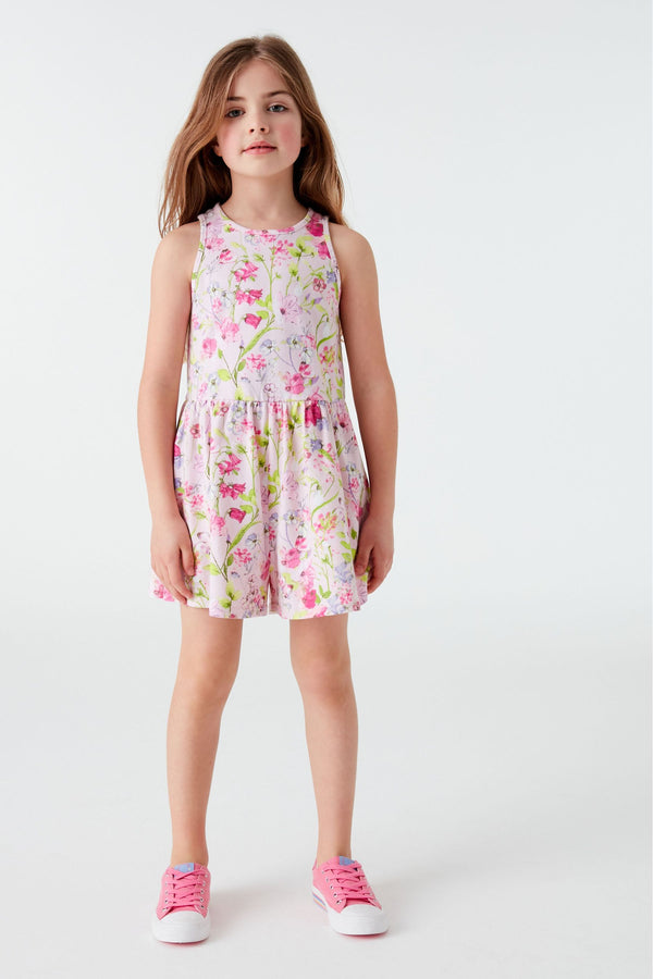 Pink Floral Strappy Playsuit (3-16yrs)