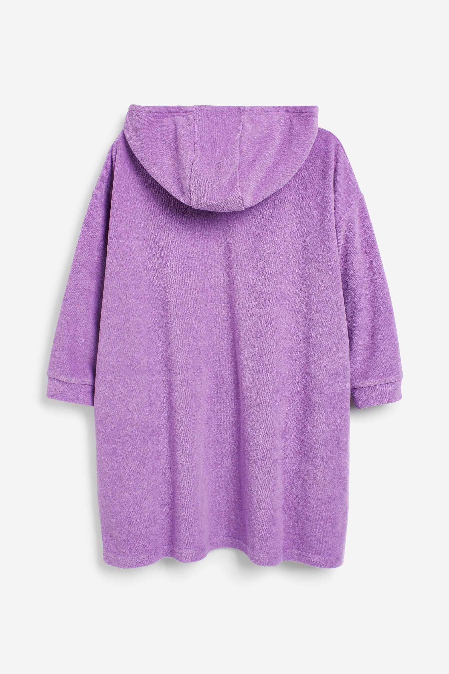 Purple Oversized Long Sleeved Towelling Poncho