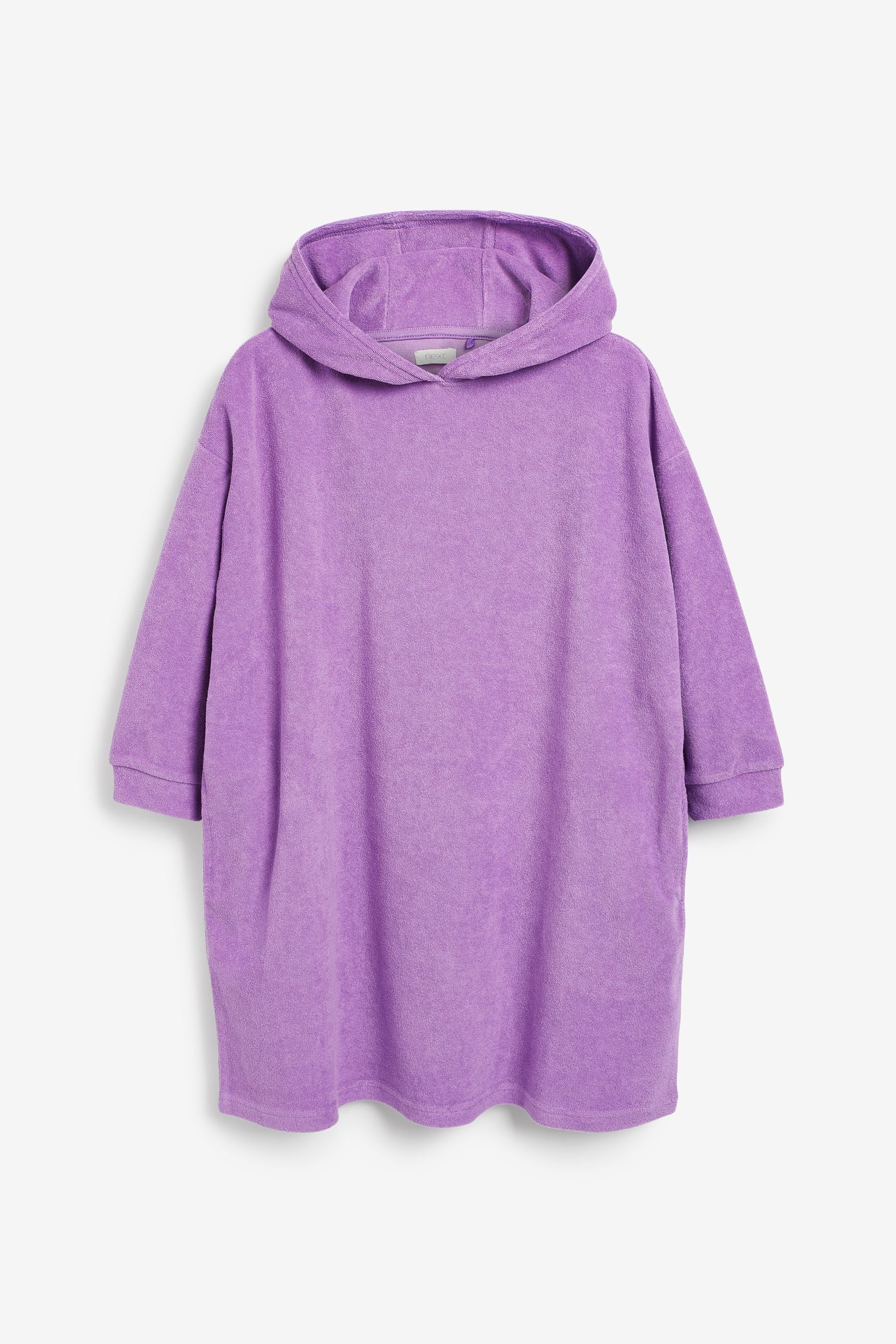 Purple Oversized Long Sleeved Towelling Poncho