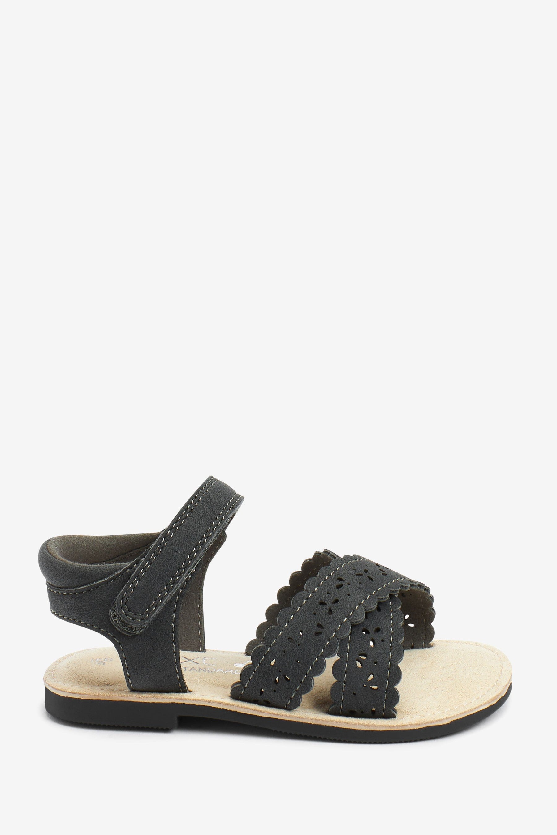 Black Scallop Sandals