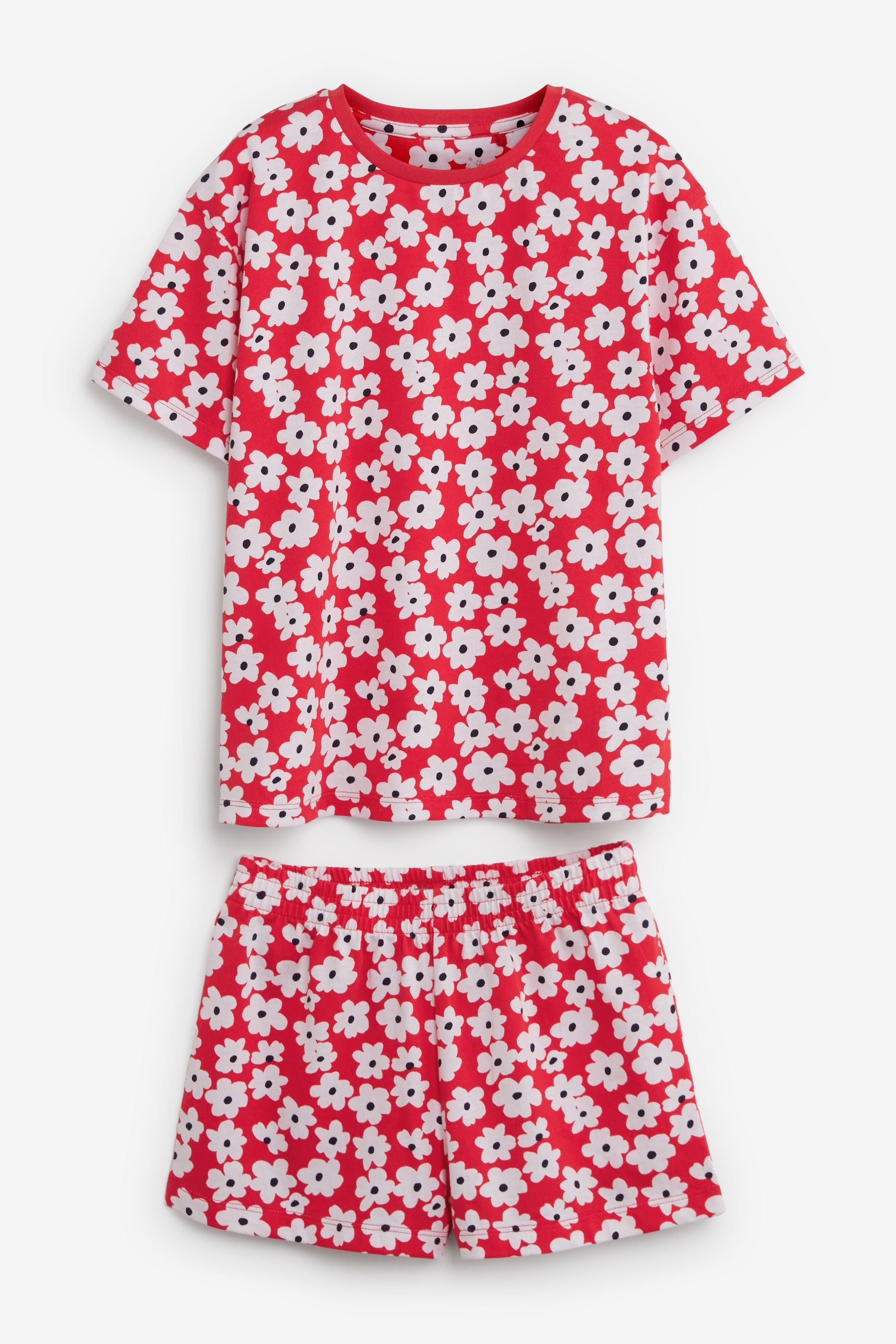 Red/Blue Floral 2 Pack Short Pyjamas (3-16yrs)