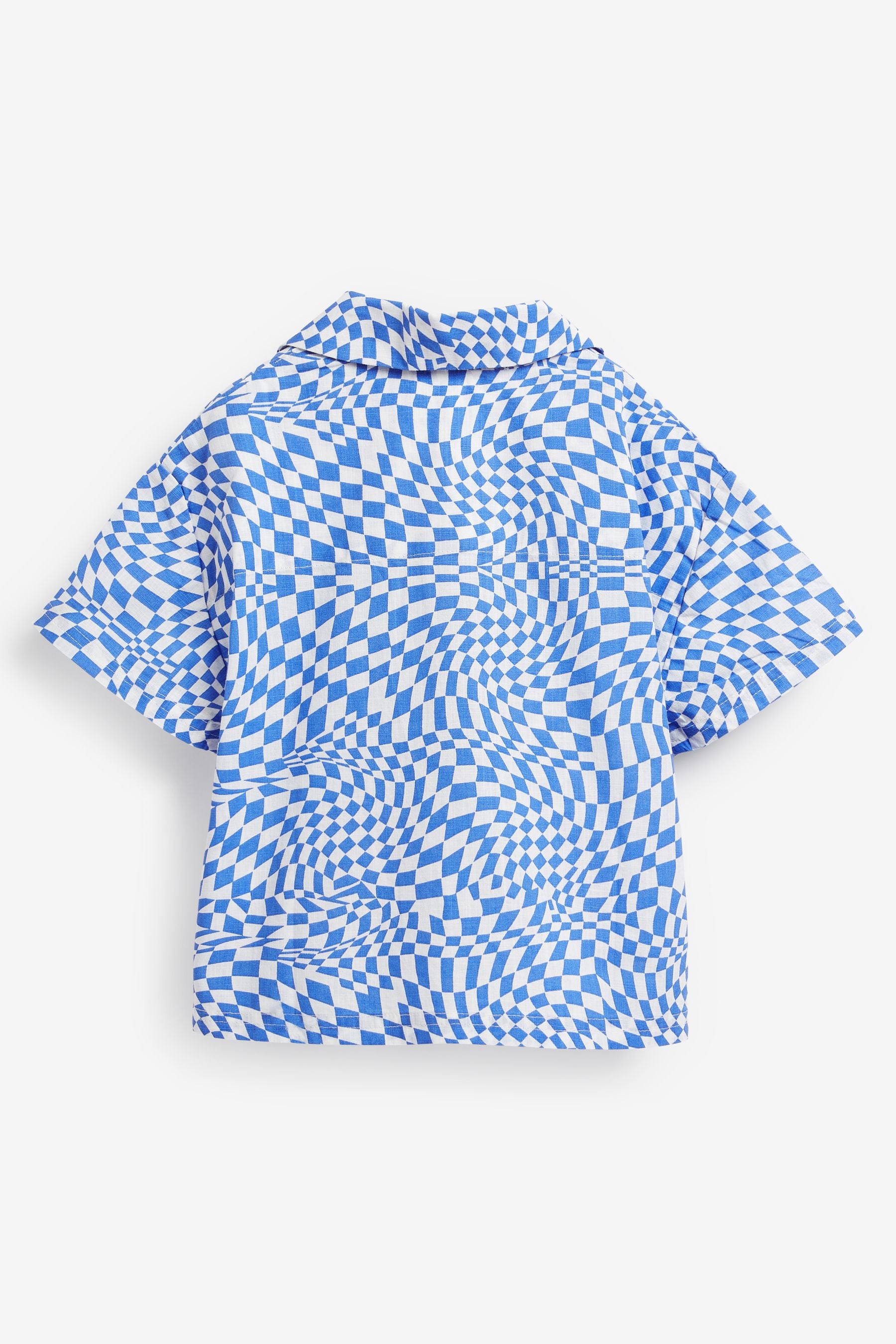 Blue Checkerboard Woven Button Through Pyjamas (3-16yrs)