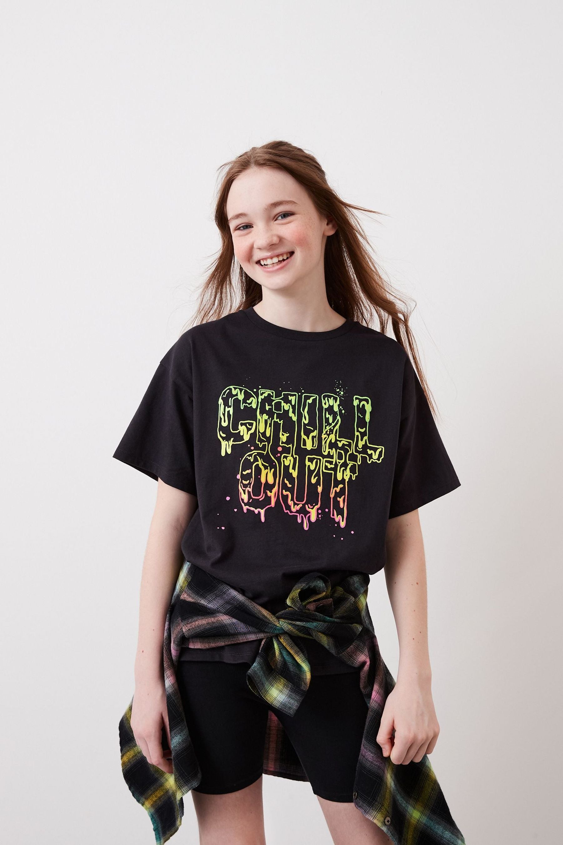 Black Slime Chill Out Slogan T-Shirt (3-16yrs)