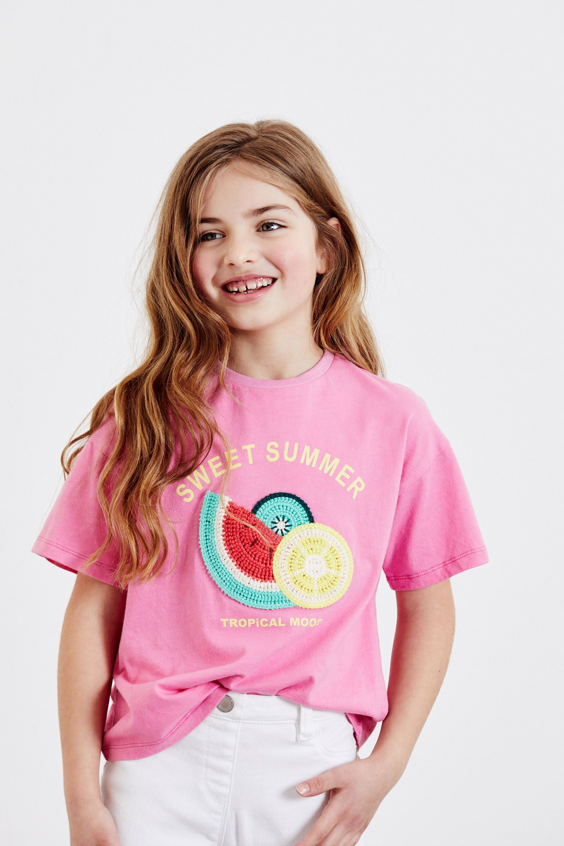 Pink Crochet Fruit T-Shirt (3-16yrs)