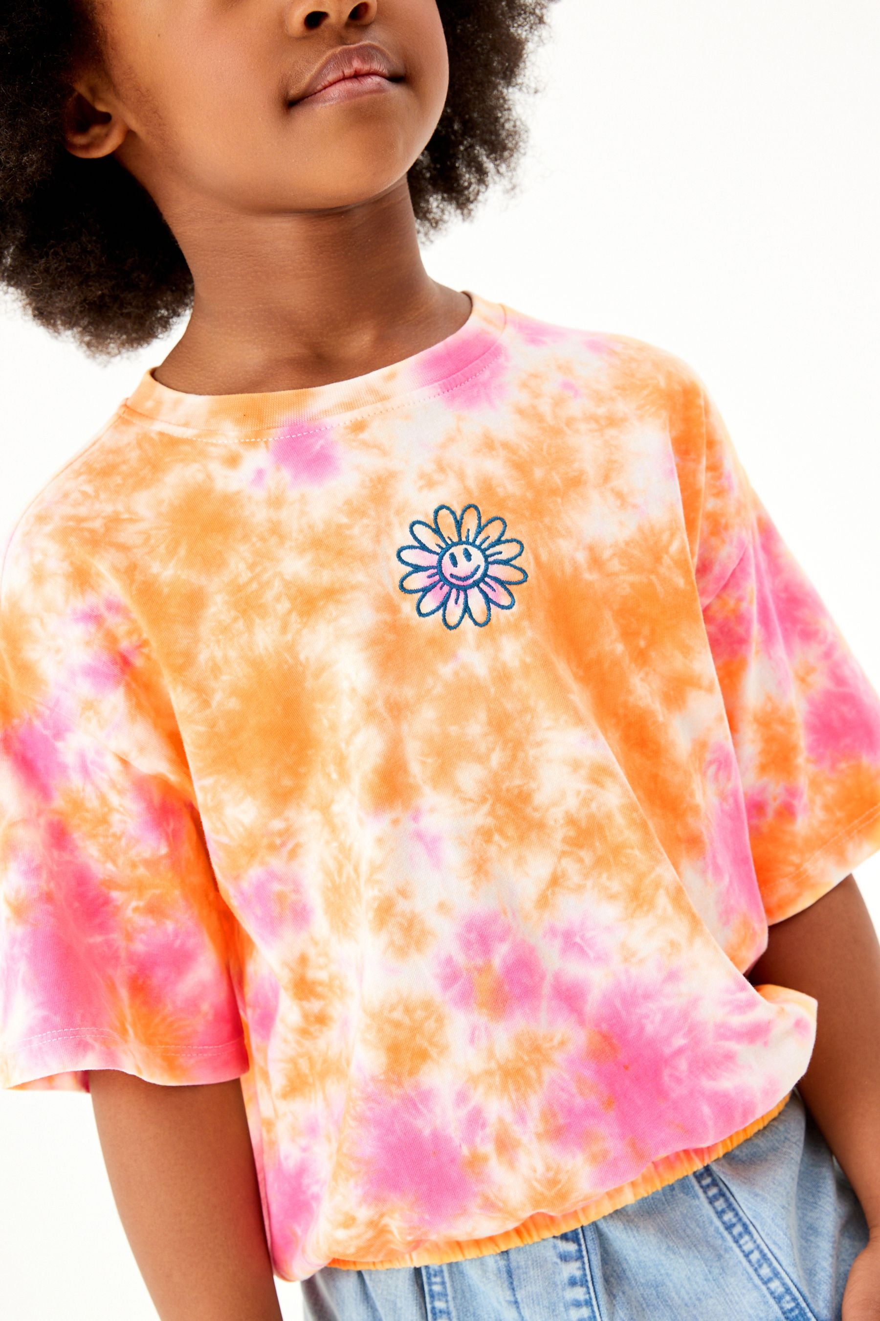 Orange Tie Dye Embroidered T-Shirt (3-16yrs)