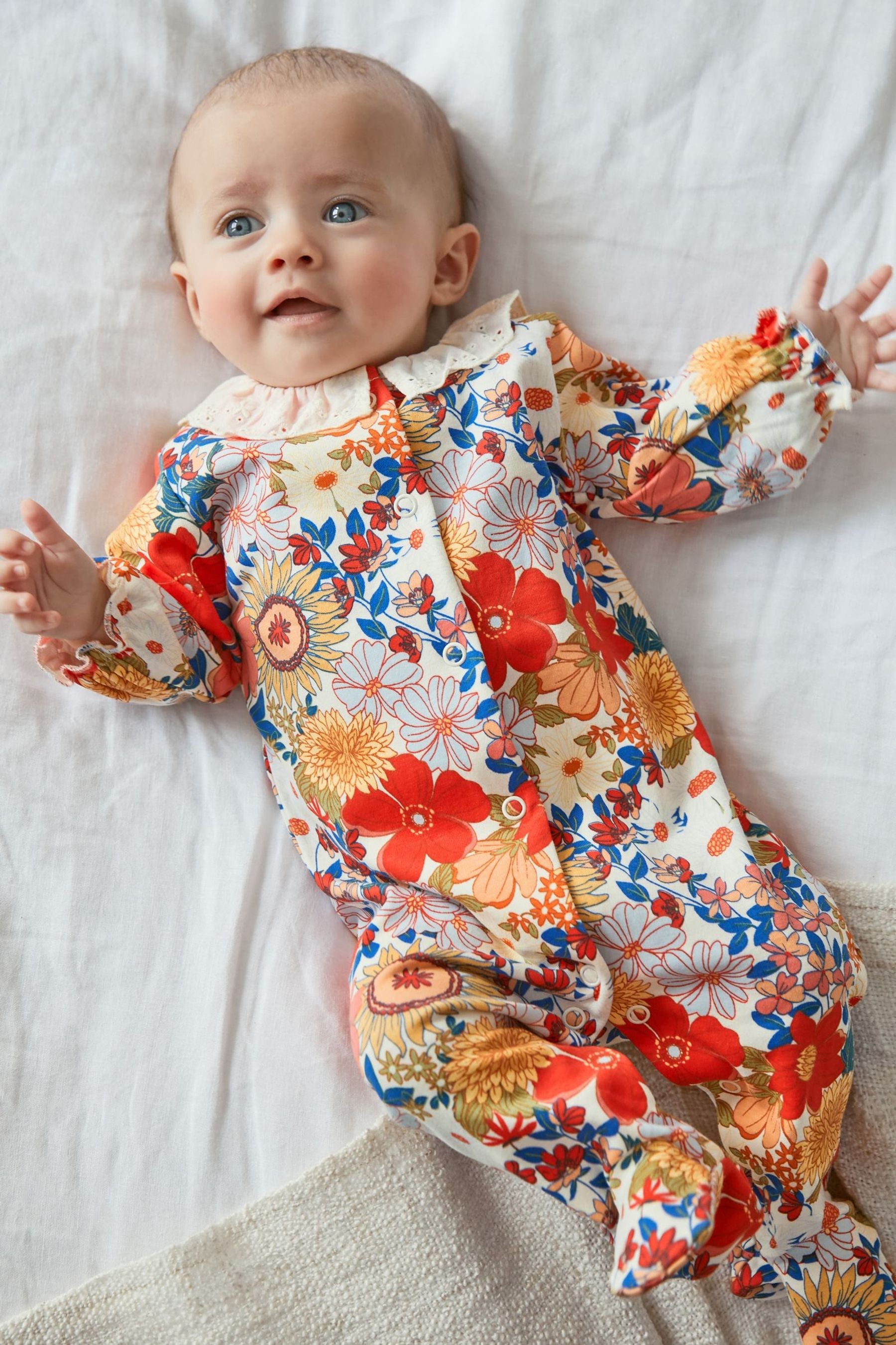 Red Floral Baby Sleepsuits 3 Pack (0mths-2yrs)