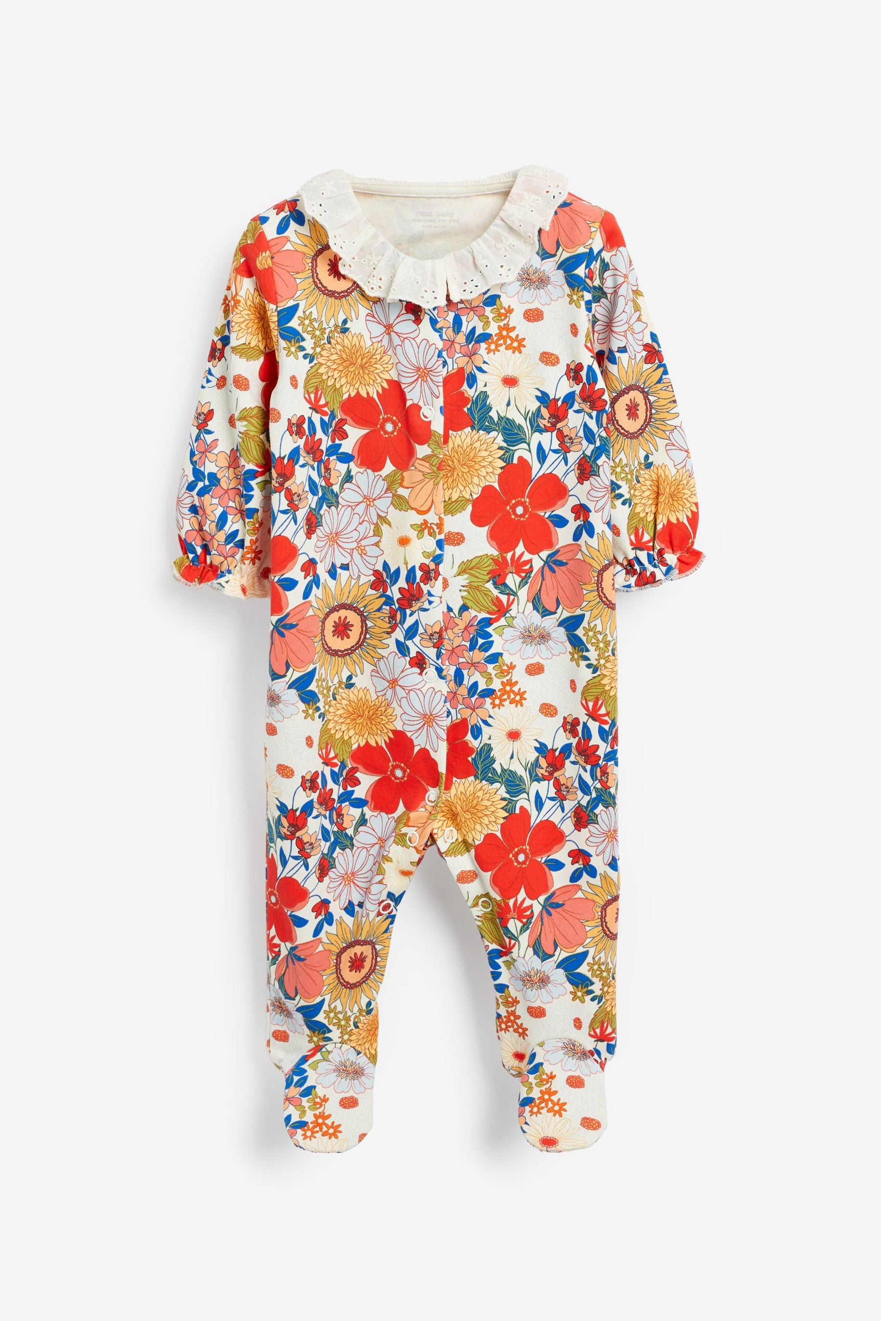 Red Floral Baby Sleepsuits 3 Pack (0mths-2yrs)