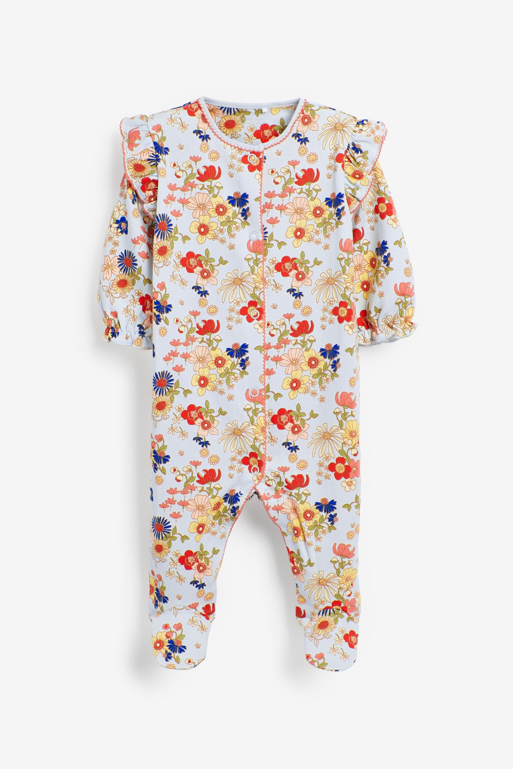 Red Floral Baby Sleepsuits 3 Pack (0mths-2yrs)