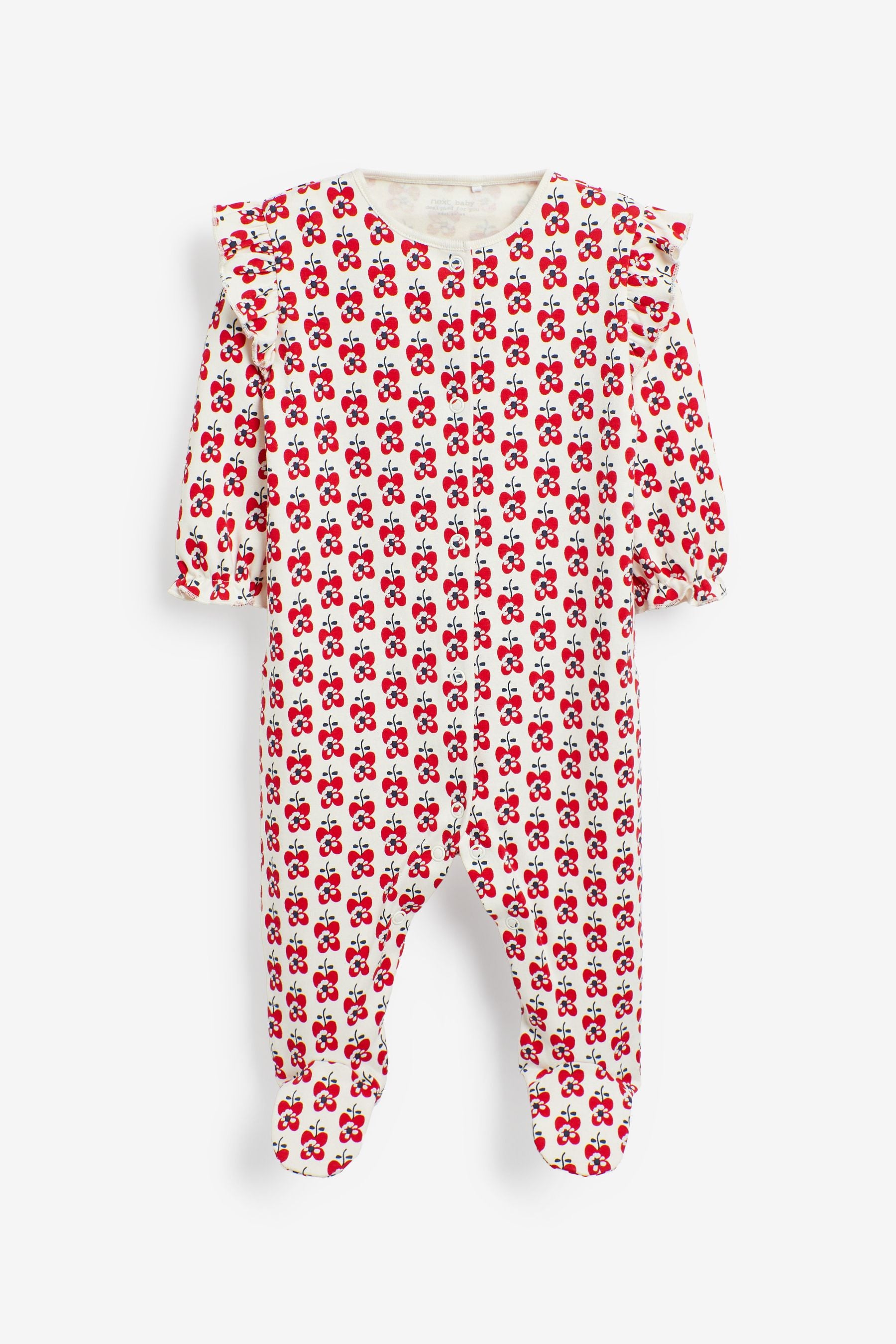 Red Floral Baby Sleepsuits 3 Pack (0mths-2yrs)