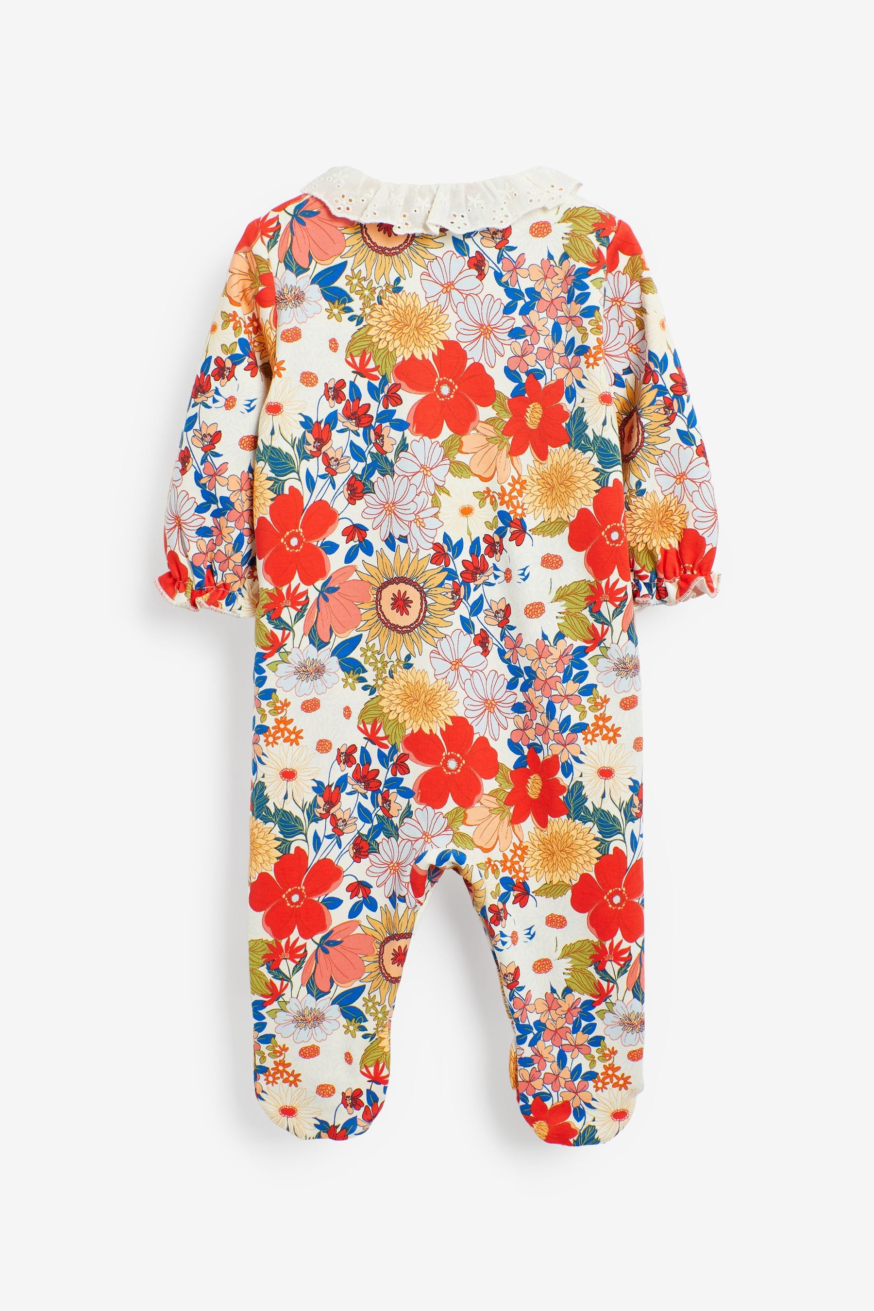 Red Floral Baby Sleepsuits 3 Pack (0mths-2yrs)