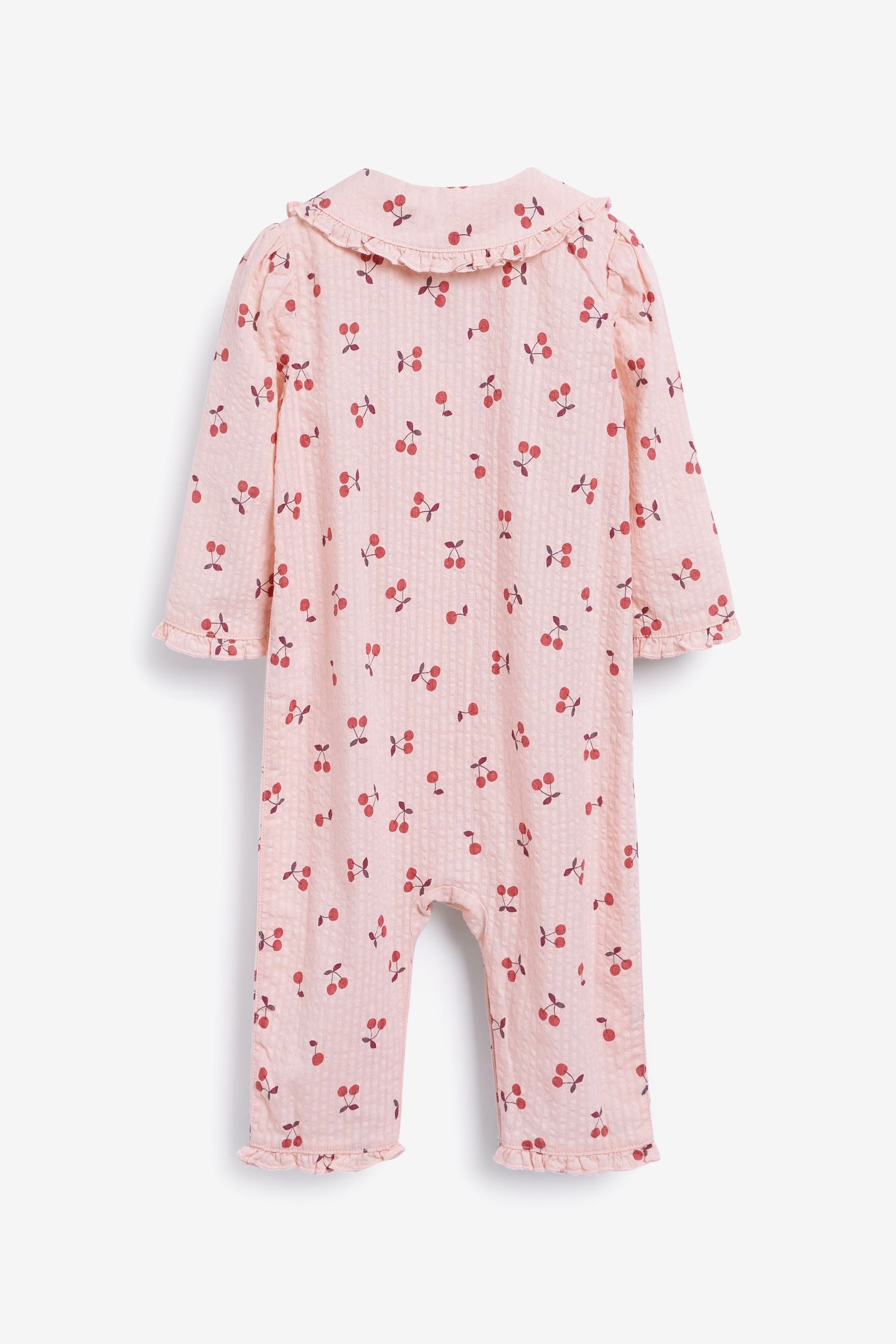 Pink Cherry Brushed Flannel Check Baby Pyjama All-In-One (0-3yrs)