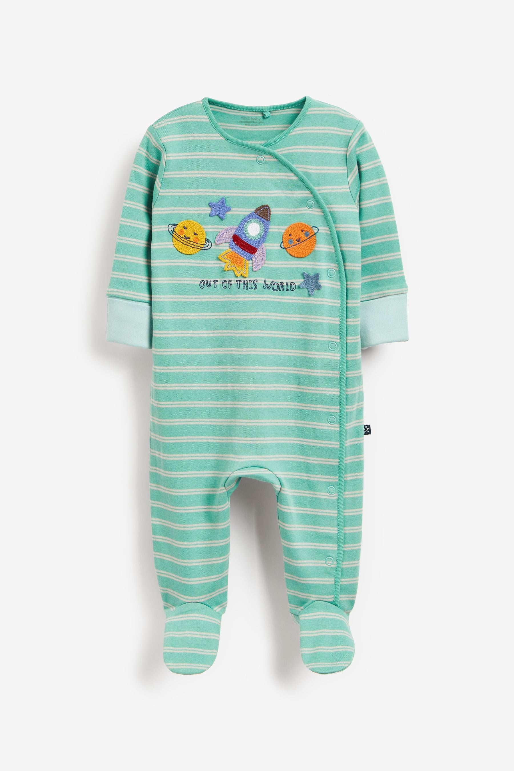 Blue Space Print Baby Sleepsuits 3 Pack (0-2yrs)