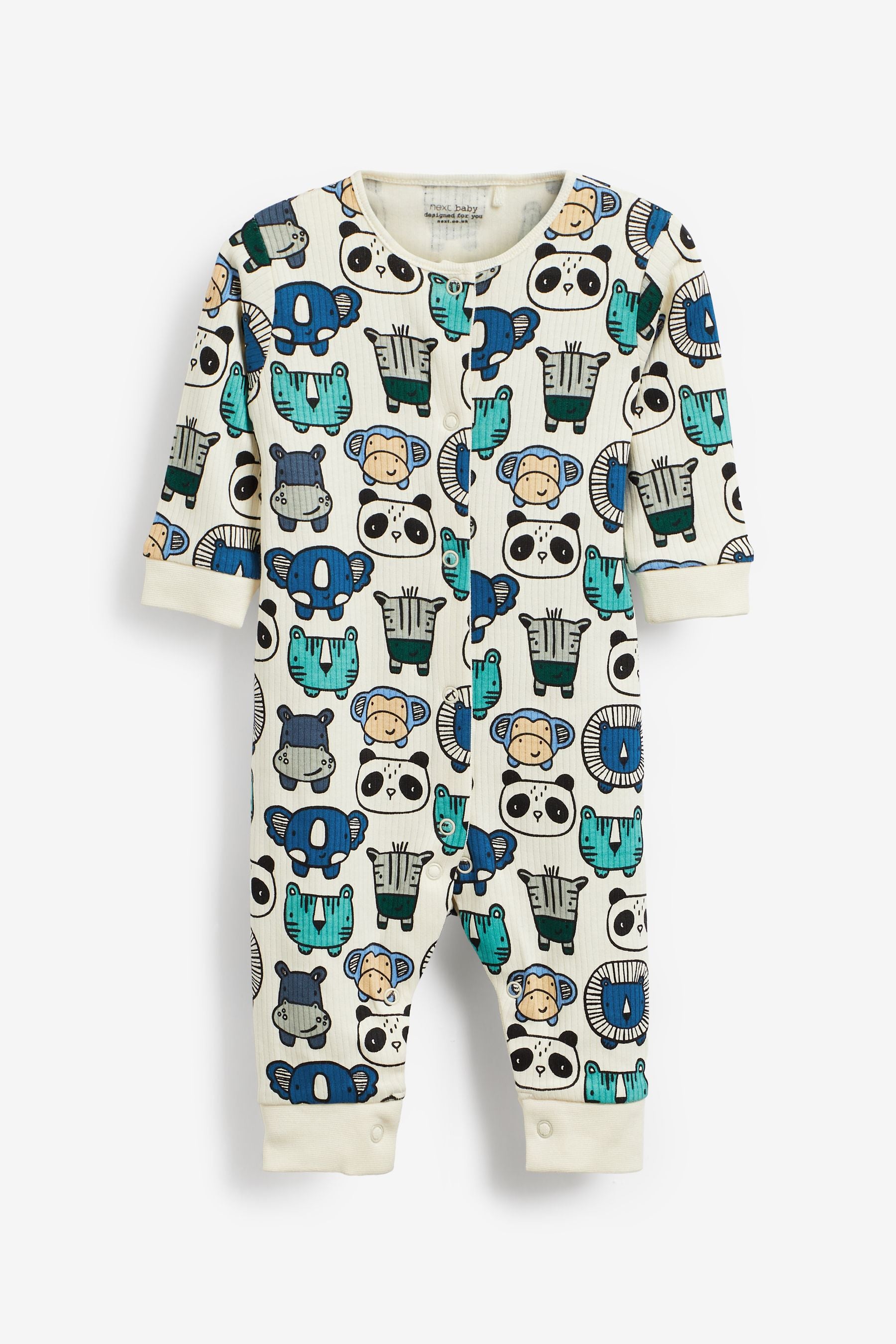 Teal Blue Panda Baby Printed Footless Sleepsuits 2 Pack (0mths-3yrs)