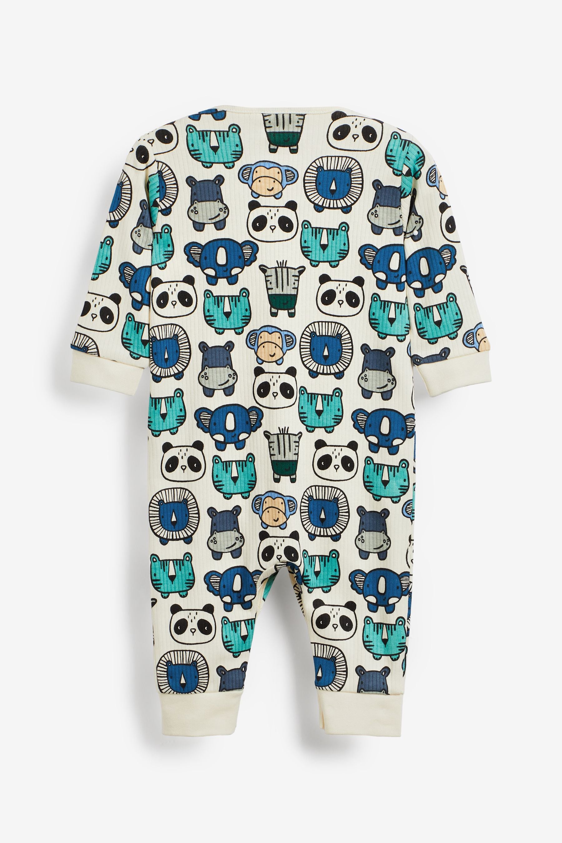 Teal Blue Panda Baby Printed Footless Sleepsuits 2 Pack (0mths-3yrs)