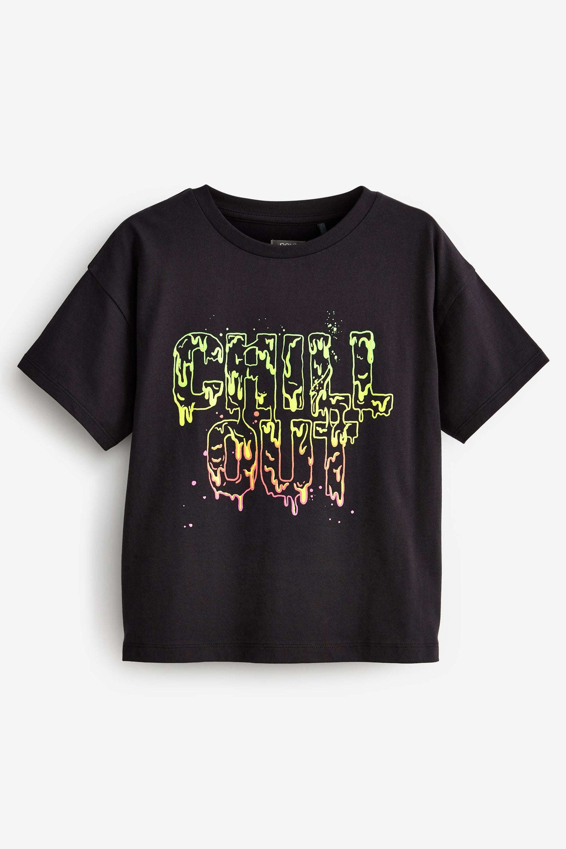 Black Slime Chill Out Slogan T-Shirt (3-16yrs)