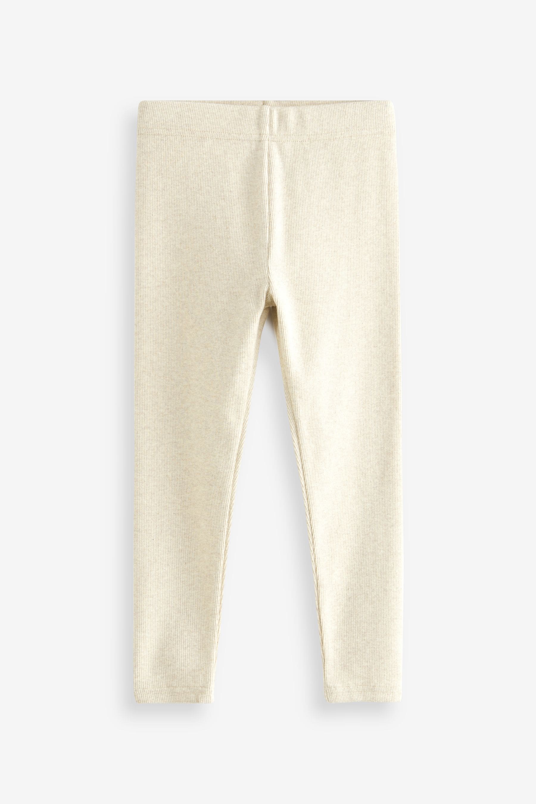 Neutral Oatmeal Marl Soft Ribbed Leggings (3-16yrs)