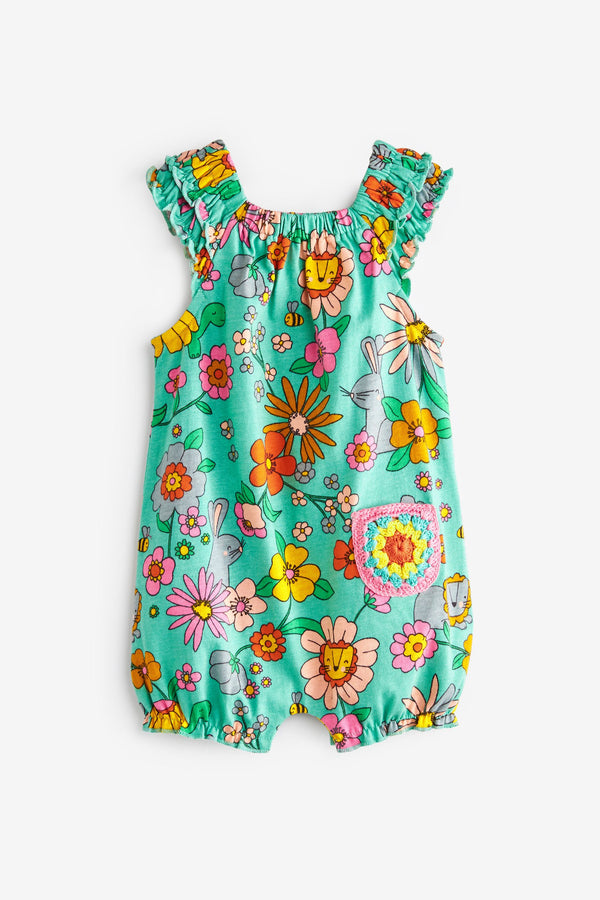 Green Floral Baby Single Romper (0mths-3yrs)