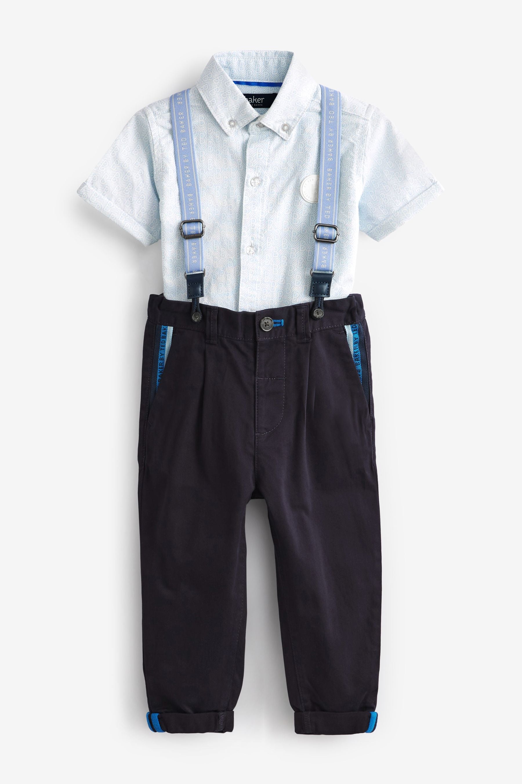 Baker by Ted Baker Navy Chino Shirt And Braces Set