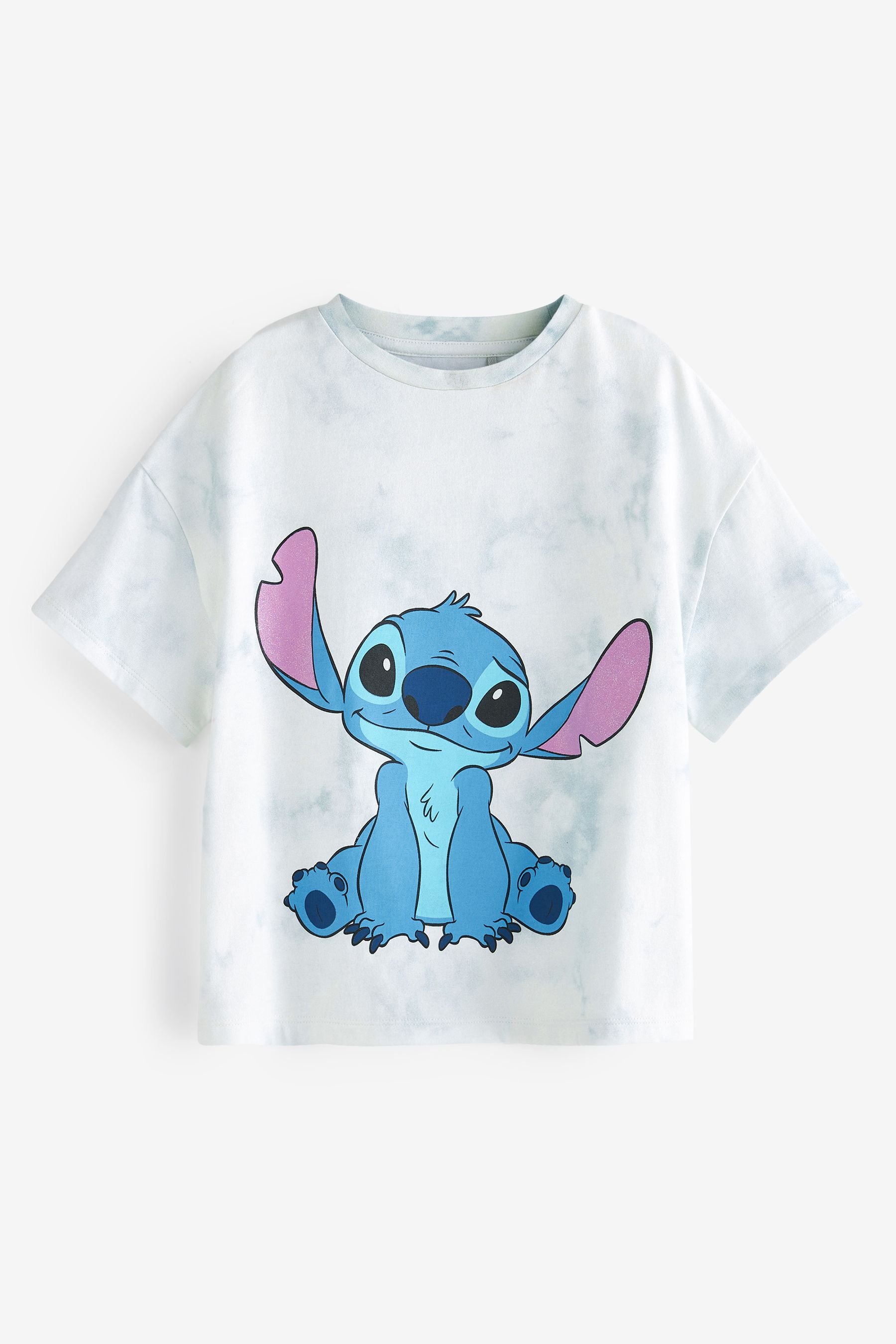 Blue/White Lilo & Stitch Tie Dye Glitter T-Shirt (3-16yrs)