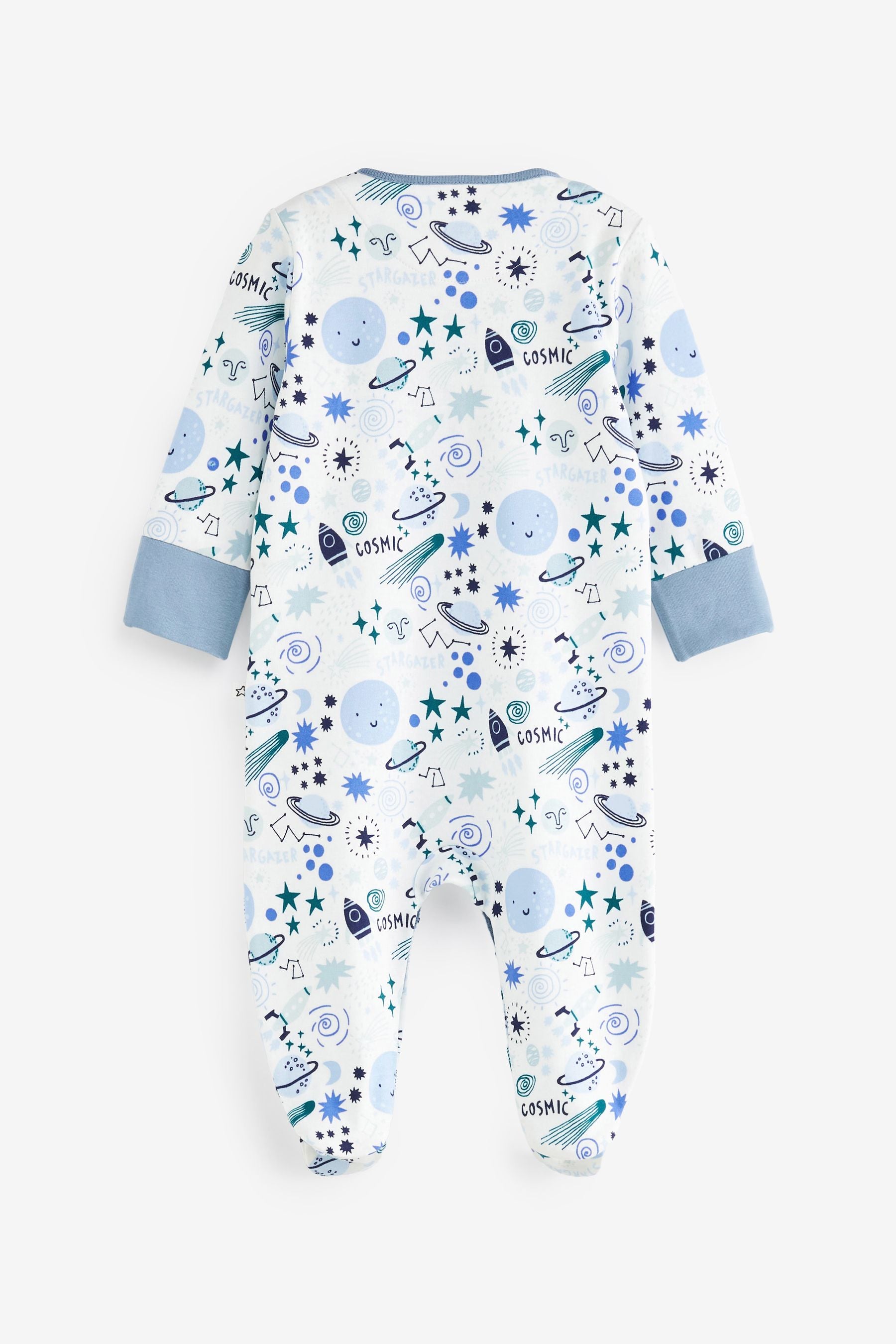 Blue Cosmic Print Baby Sleepsuits 5 Pack (0-2yrs)