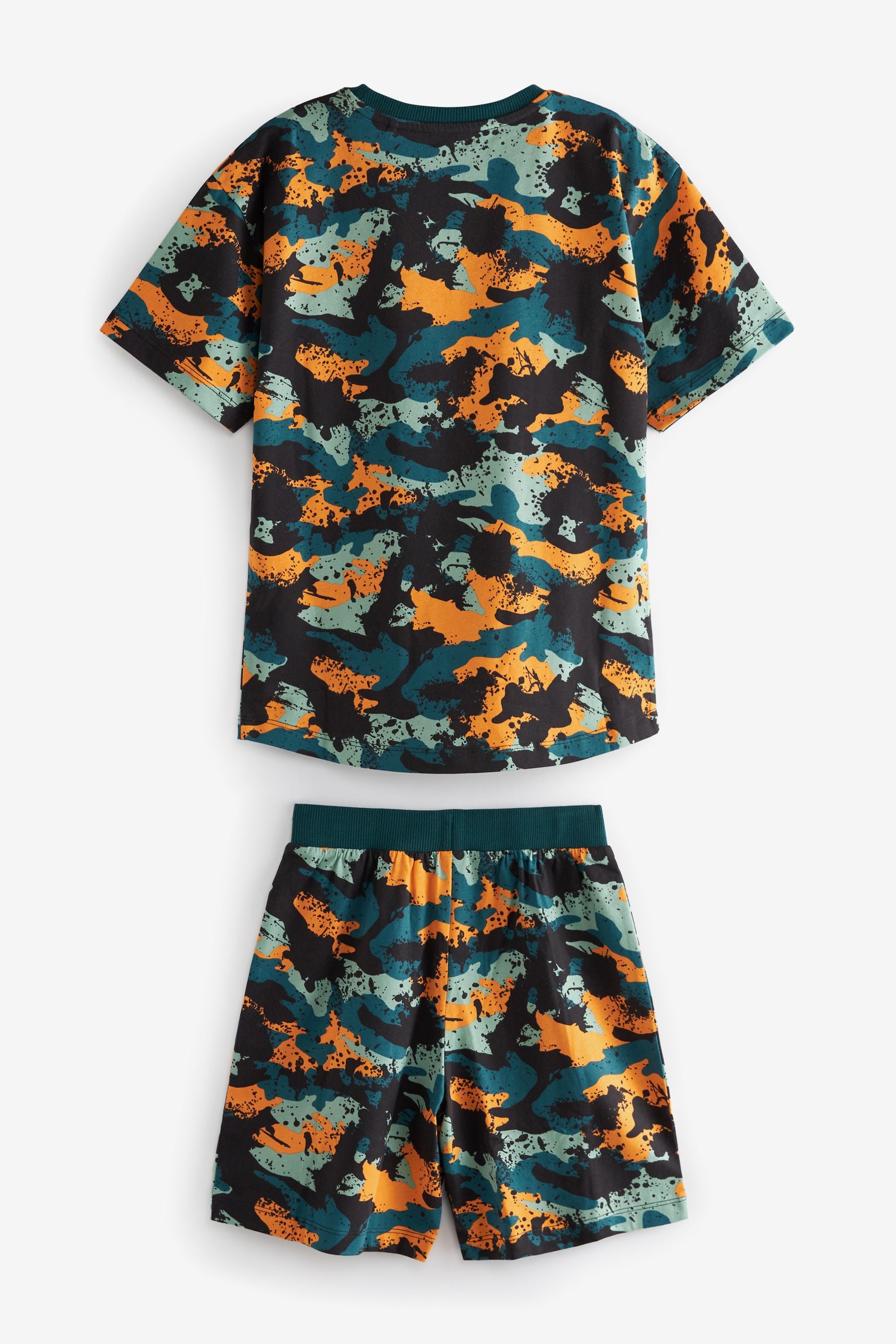 Green/ Orange Camouflage 3 Pack Short Pyjamas (3-16yrs)