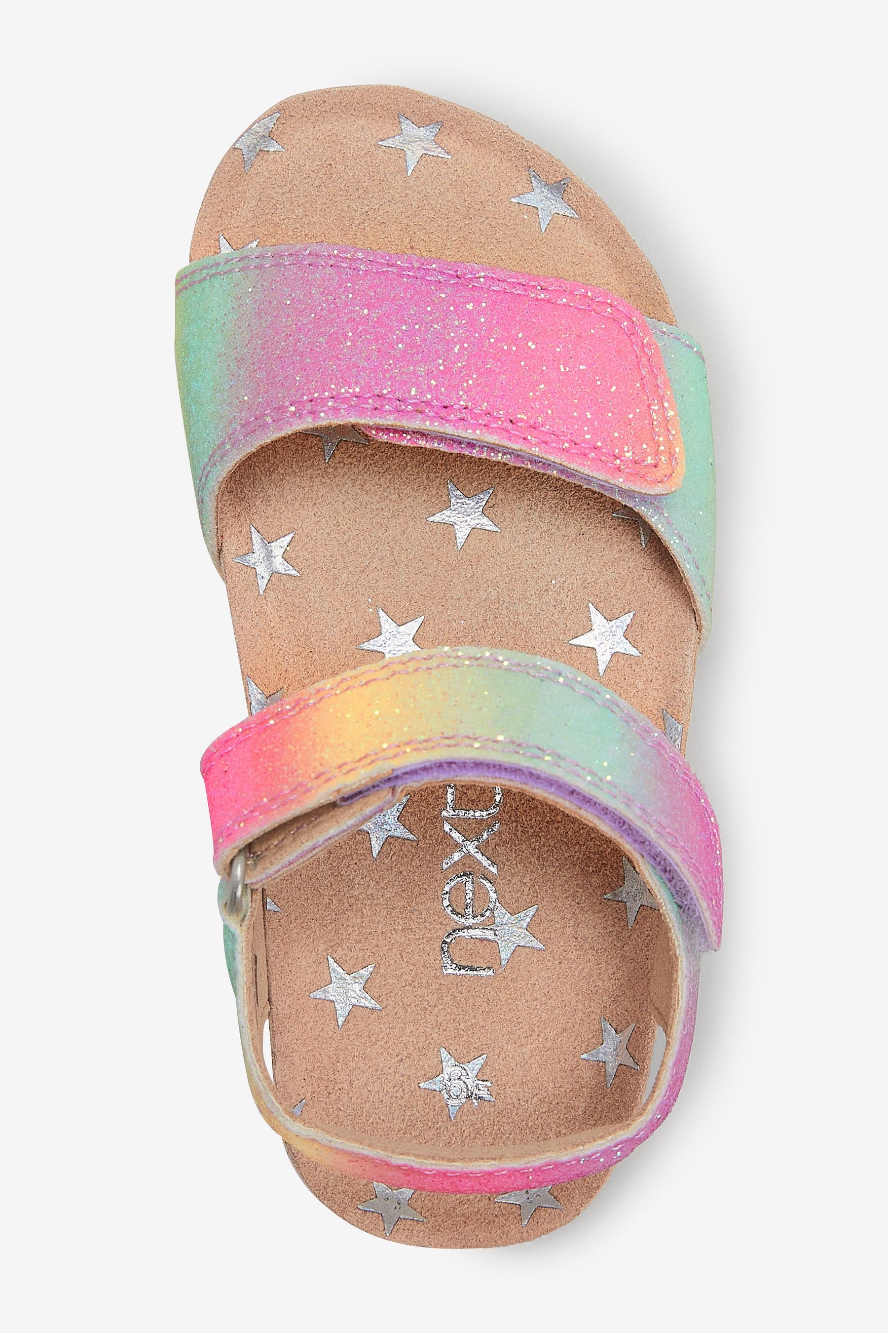 Rainbow Glitter Adjustable Strap Corkbed Sandals