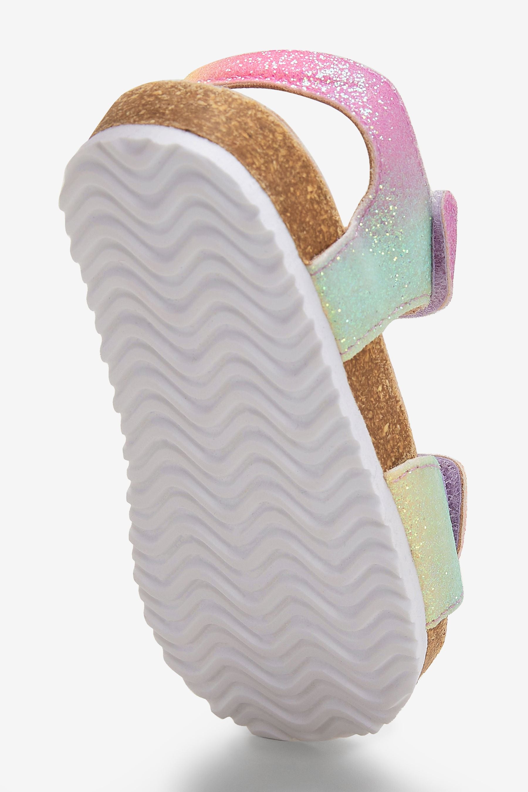 Rainbow Glitter Adjustable Strap Corkbed Sandals