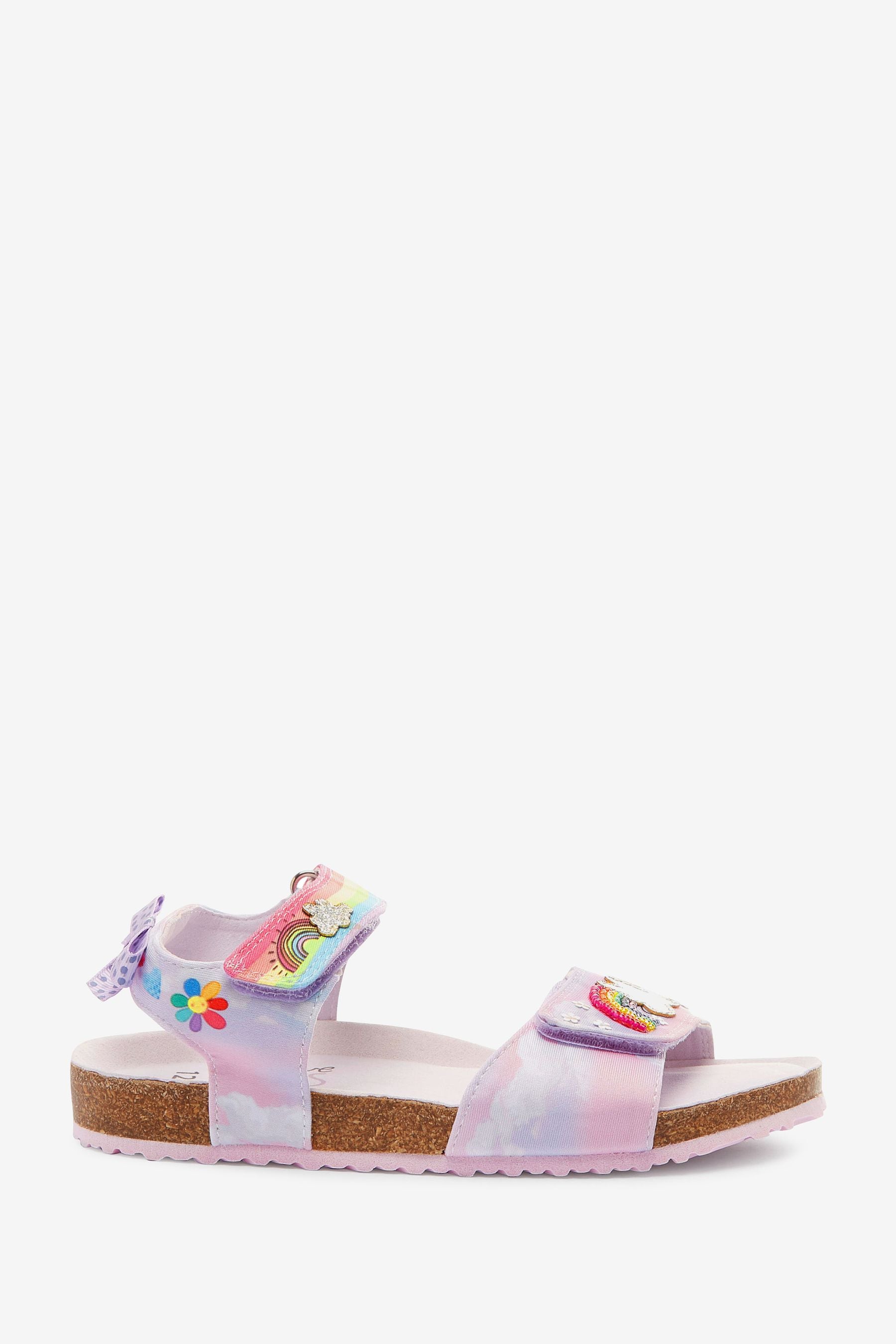 Lilac Purple Unicorn Adjustable Strap Corkbed Sandals