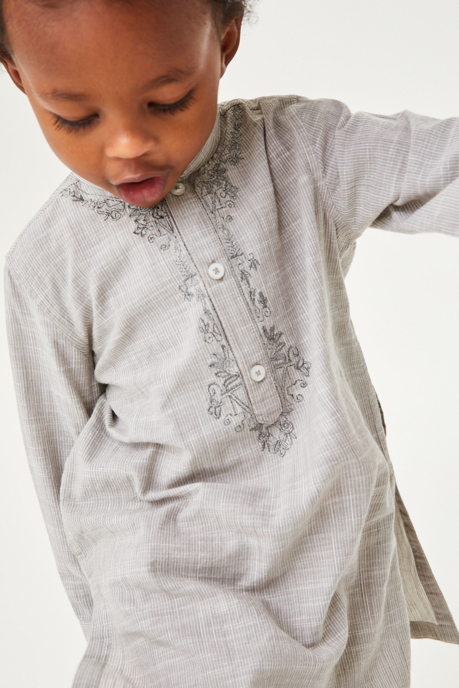 Grey Embroidered Boys Kurta (3mths-7yrs)