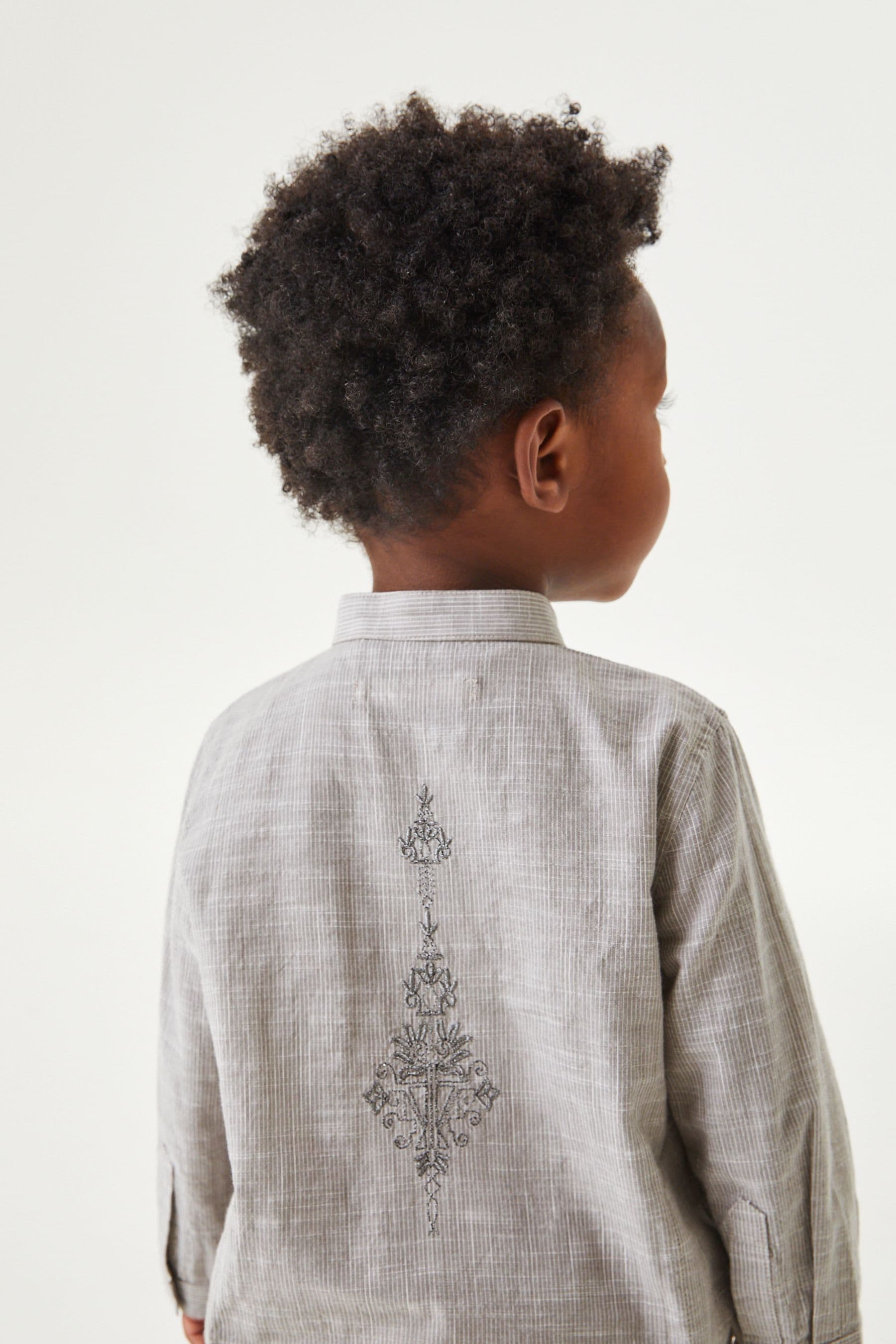 Grey Embroidered Boys Kurta (3mths-7yrs)