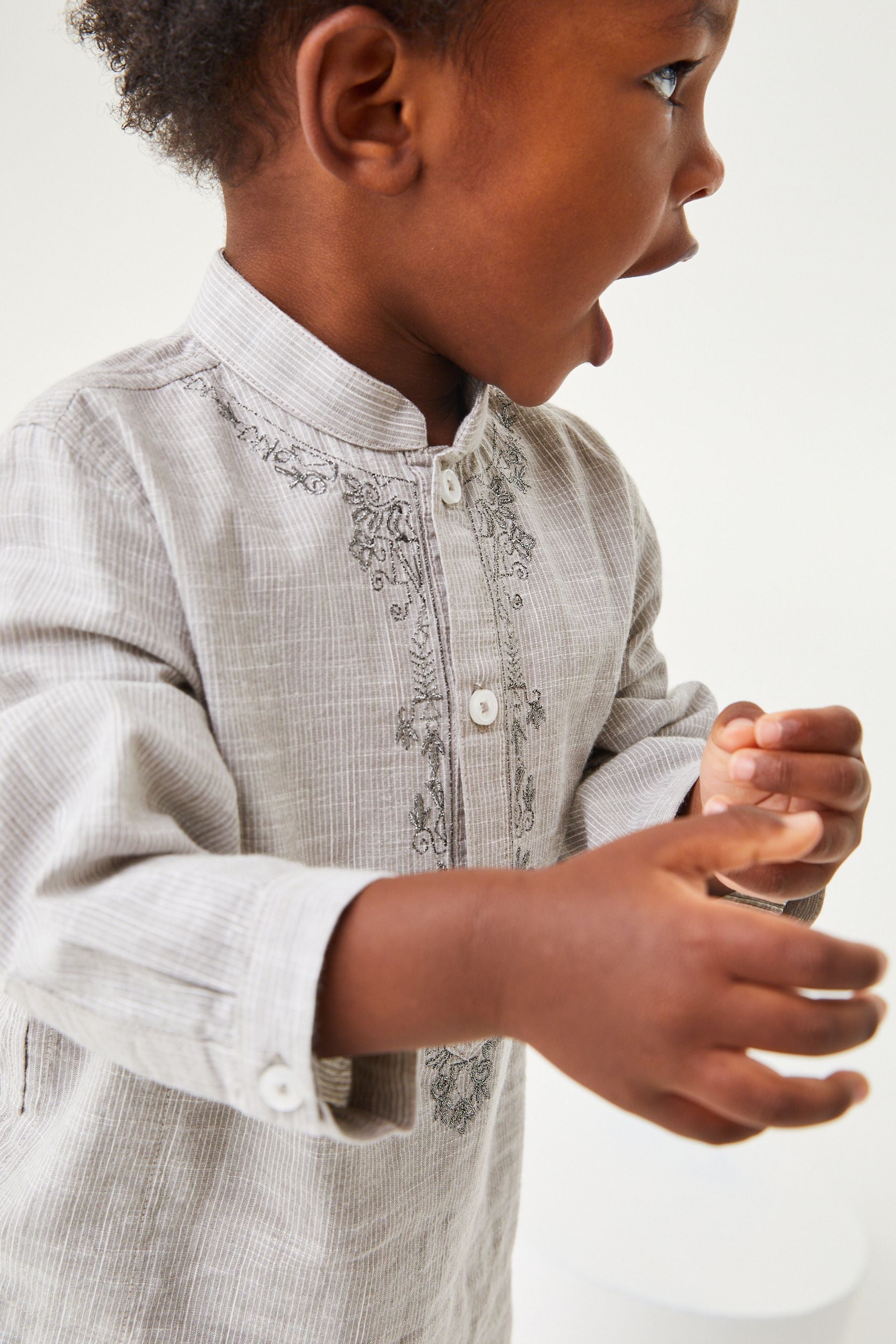 Grey Embroidered Boys Kurta (3mths-7yrs)