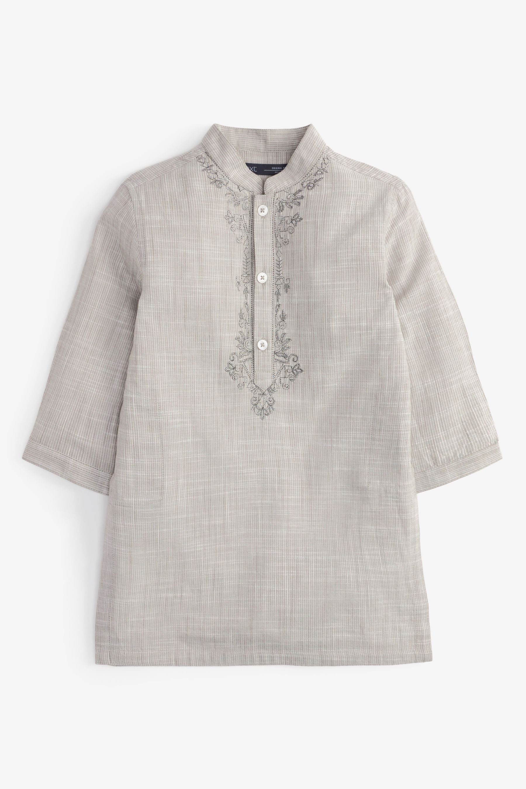 Grey Embroidered Boys Kurta (3mths-7yrs)