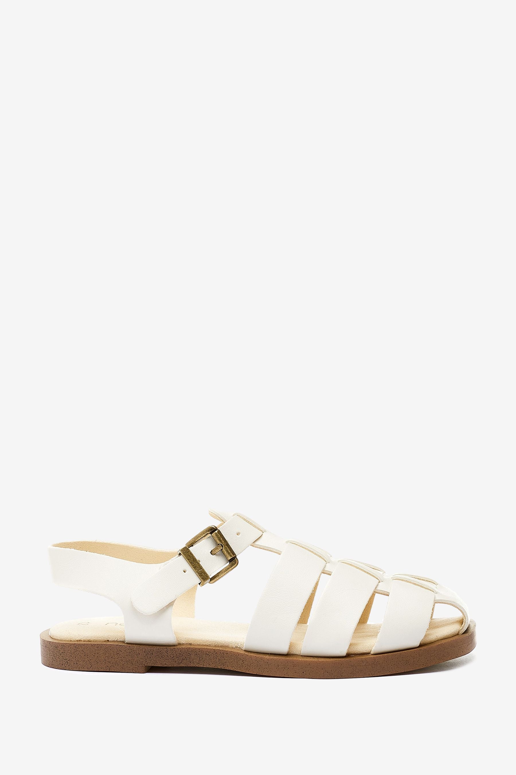 Cream Leather Fisherman Sandals