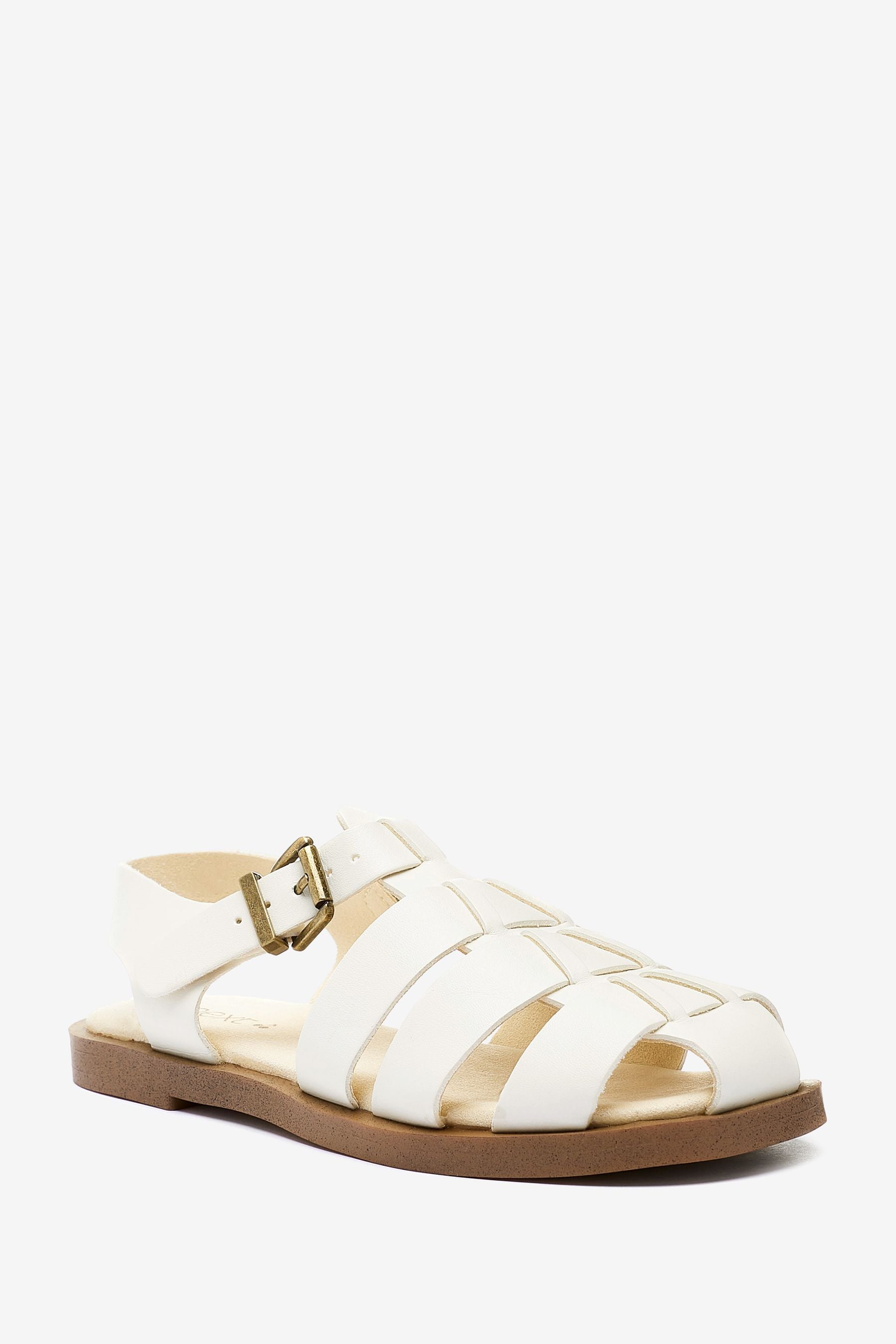 Cream Leather Fisherman Sandals