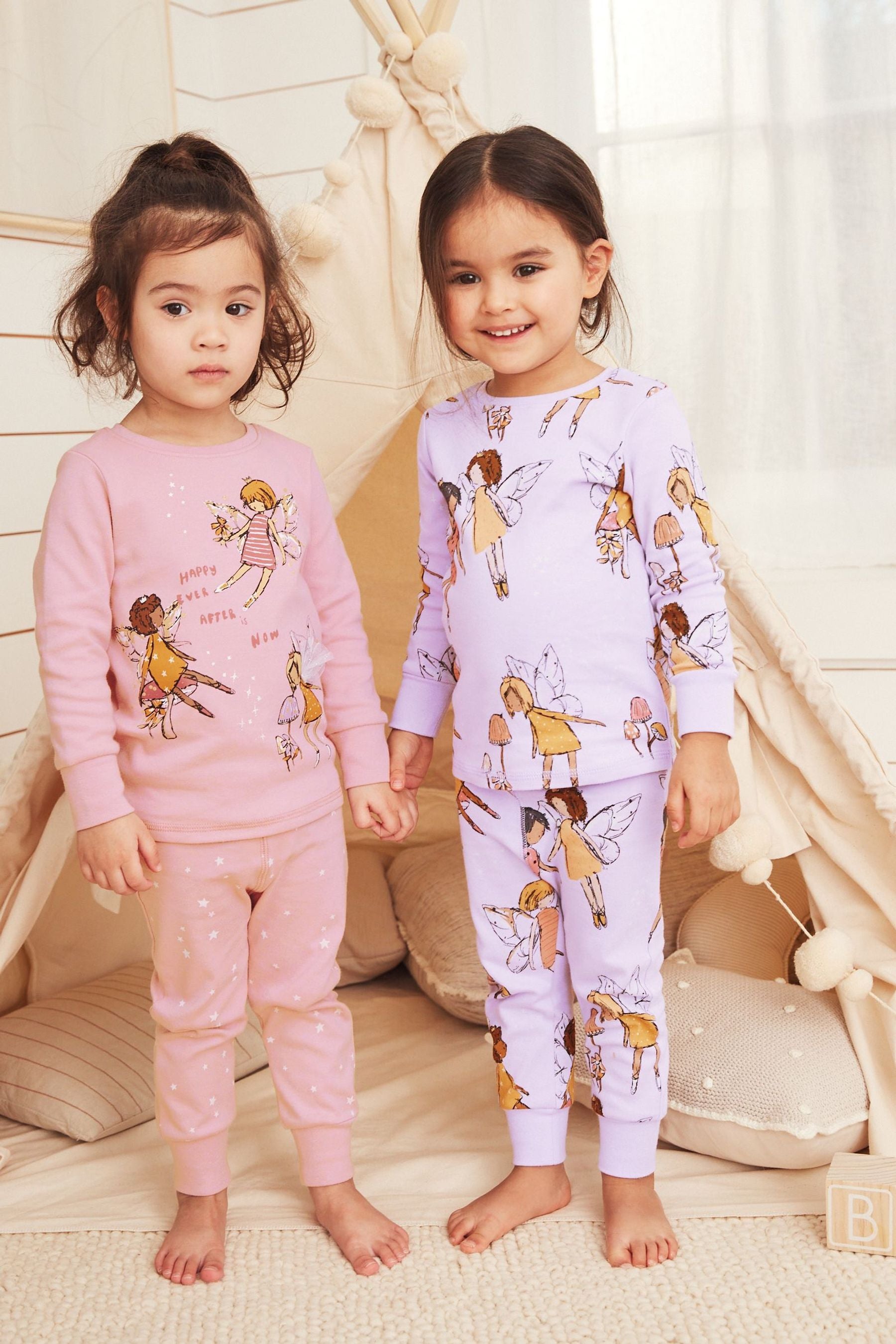 Pink/Lilac Fairy Graphic Pyjamas 2Pk