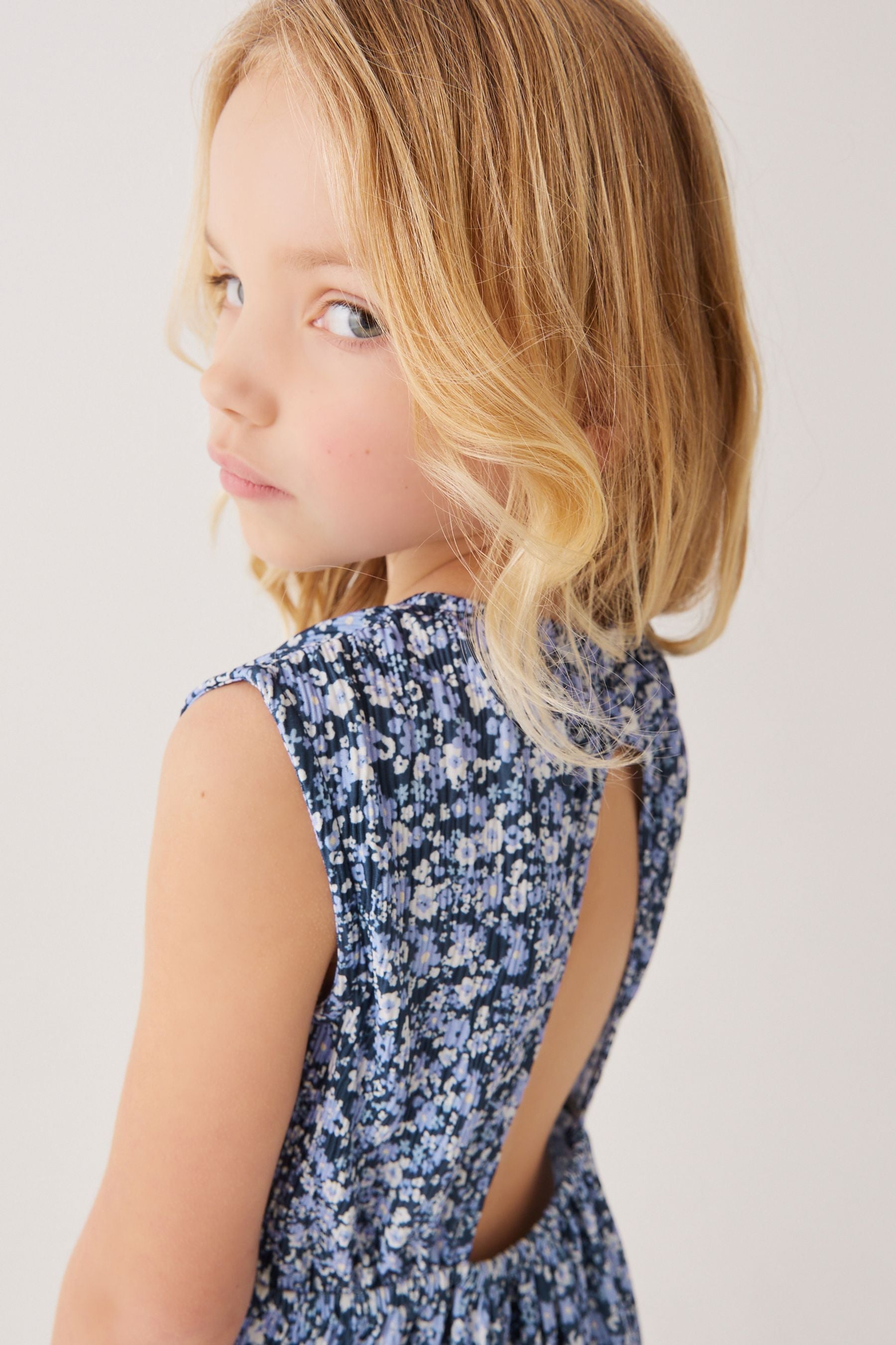 Blue Floral Tiered Maxi Dress (3-16yrs)