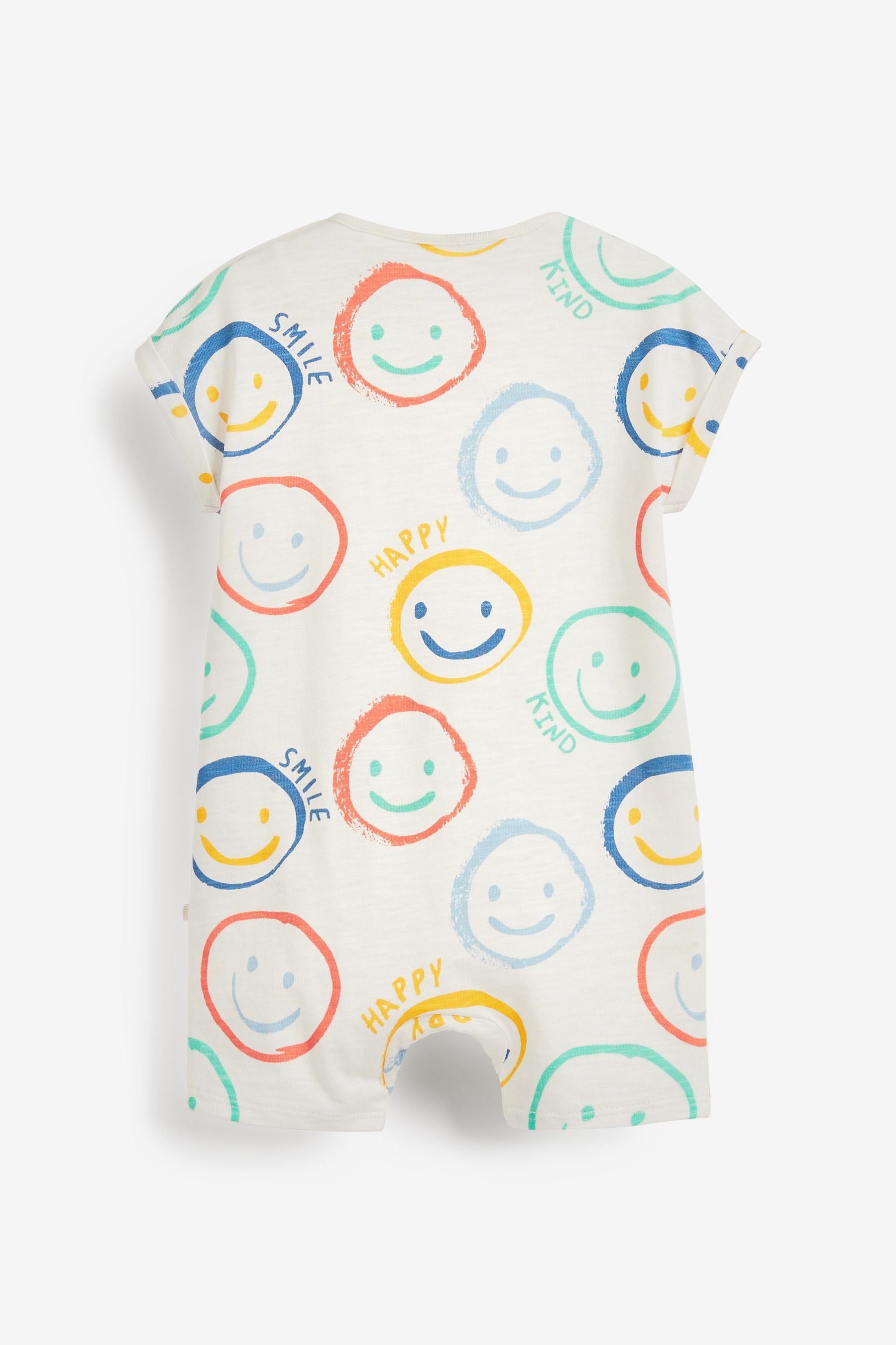 Bright Yellow Smile Face 4 Pack Baby Printed Rompers (0mths-3yrs)