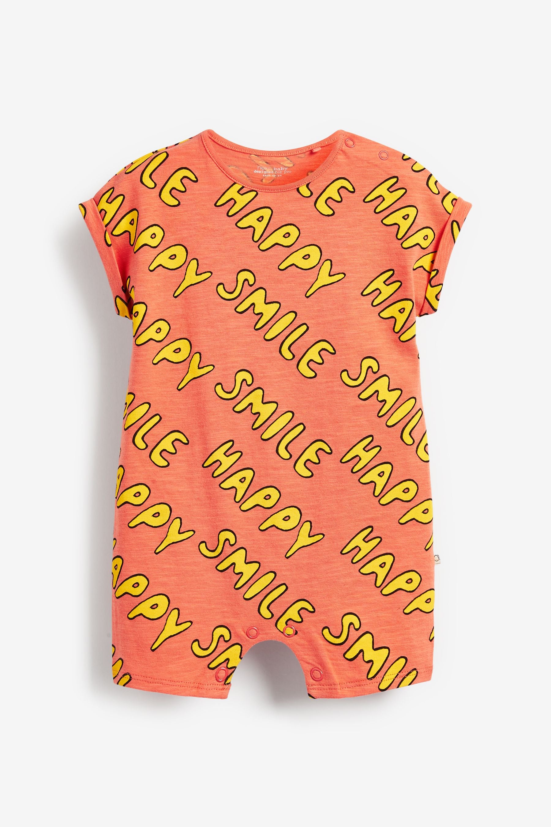 Bright Yellow Smile Face 4 Pack Baby Printed Rompers (0mths-3yrs)