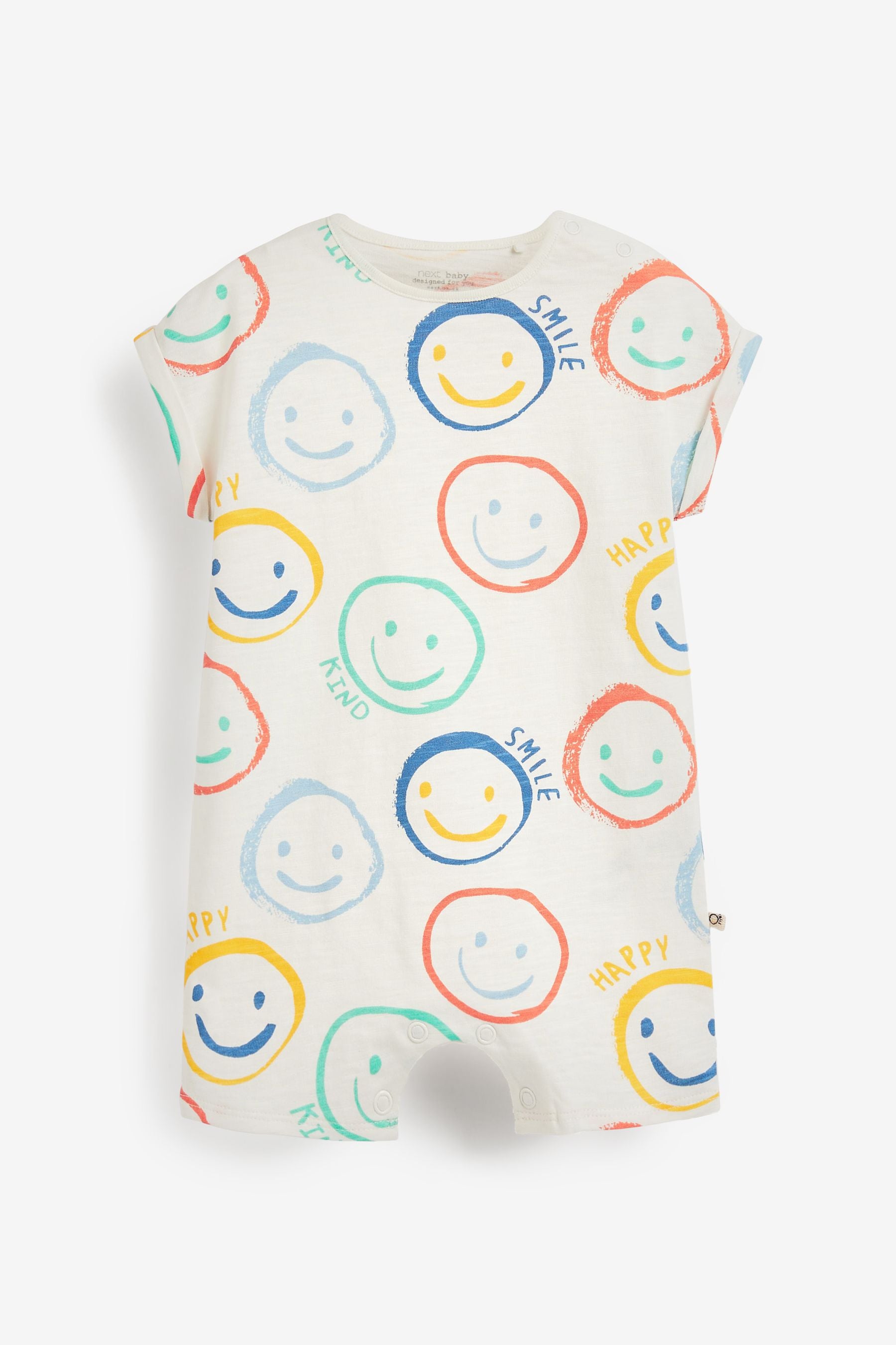 Bright Yellow Smile Face 4 Pack Baby Printed Rompers (0mths-3yrs)