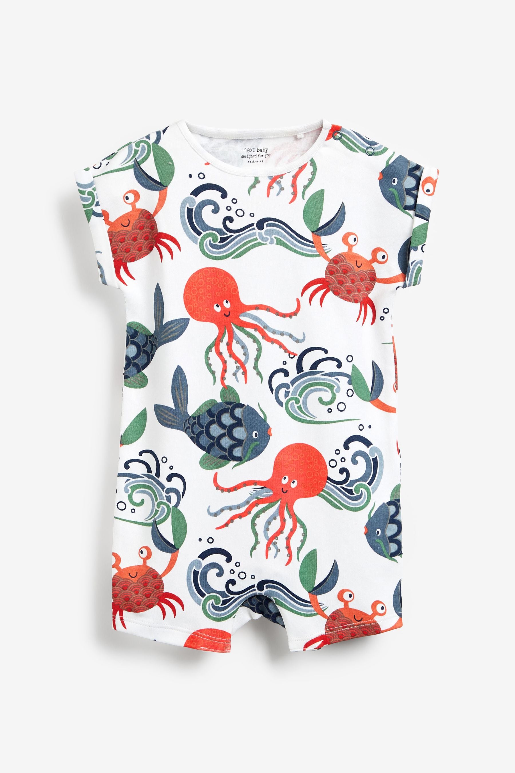 Blue Sealife 5 Pack Print Rompers (0mths-3yrs)