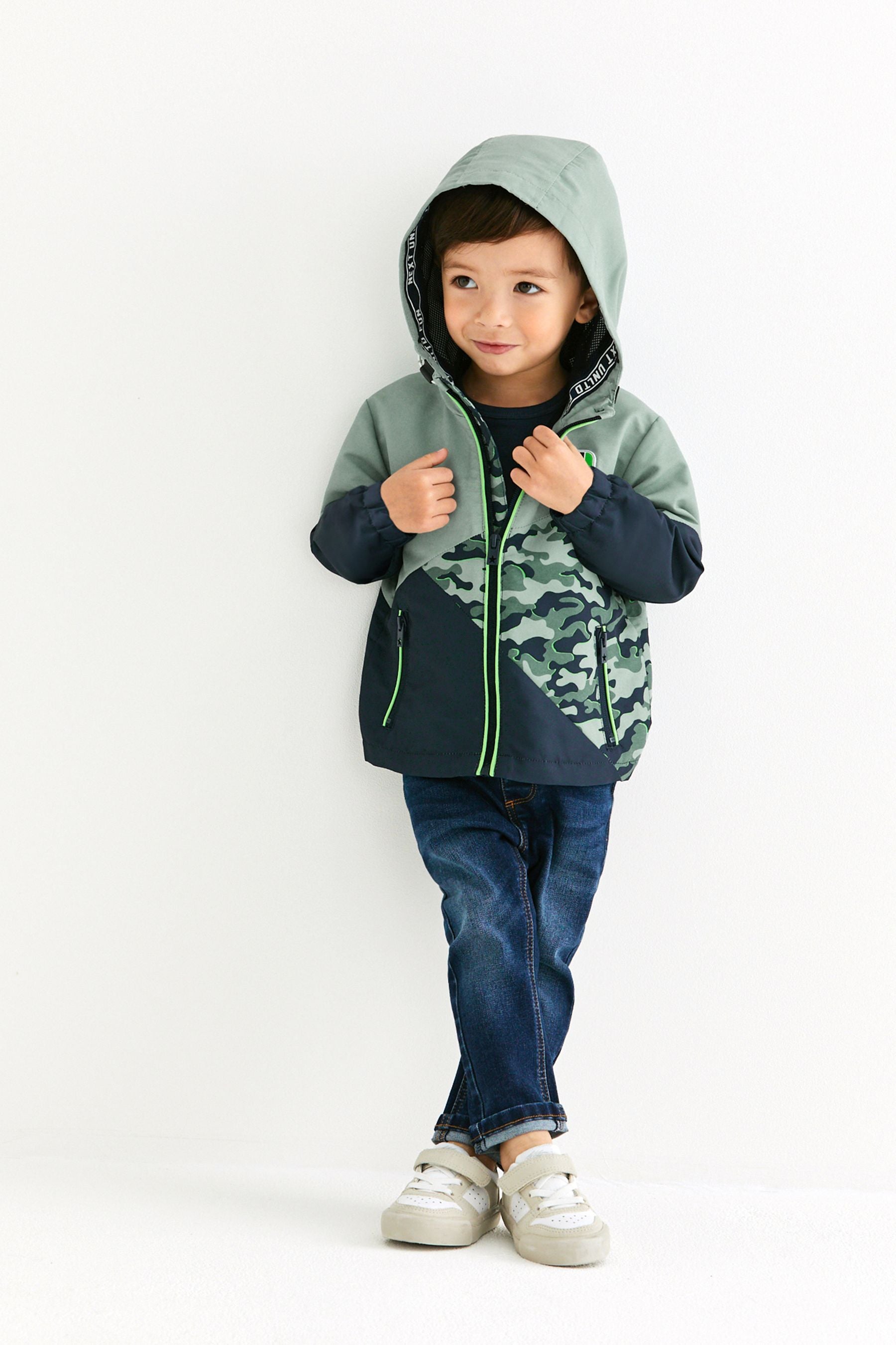 Blue Shower Resistant Camouflage Colourblock Anorak (3mths-7yrs)