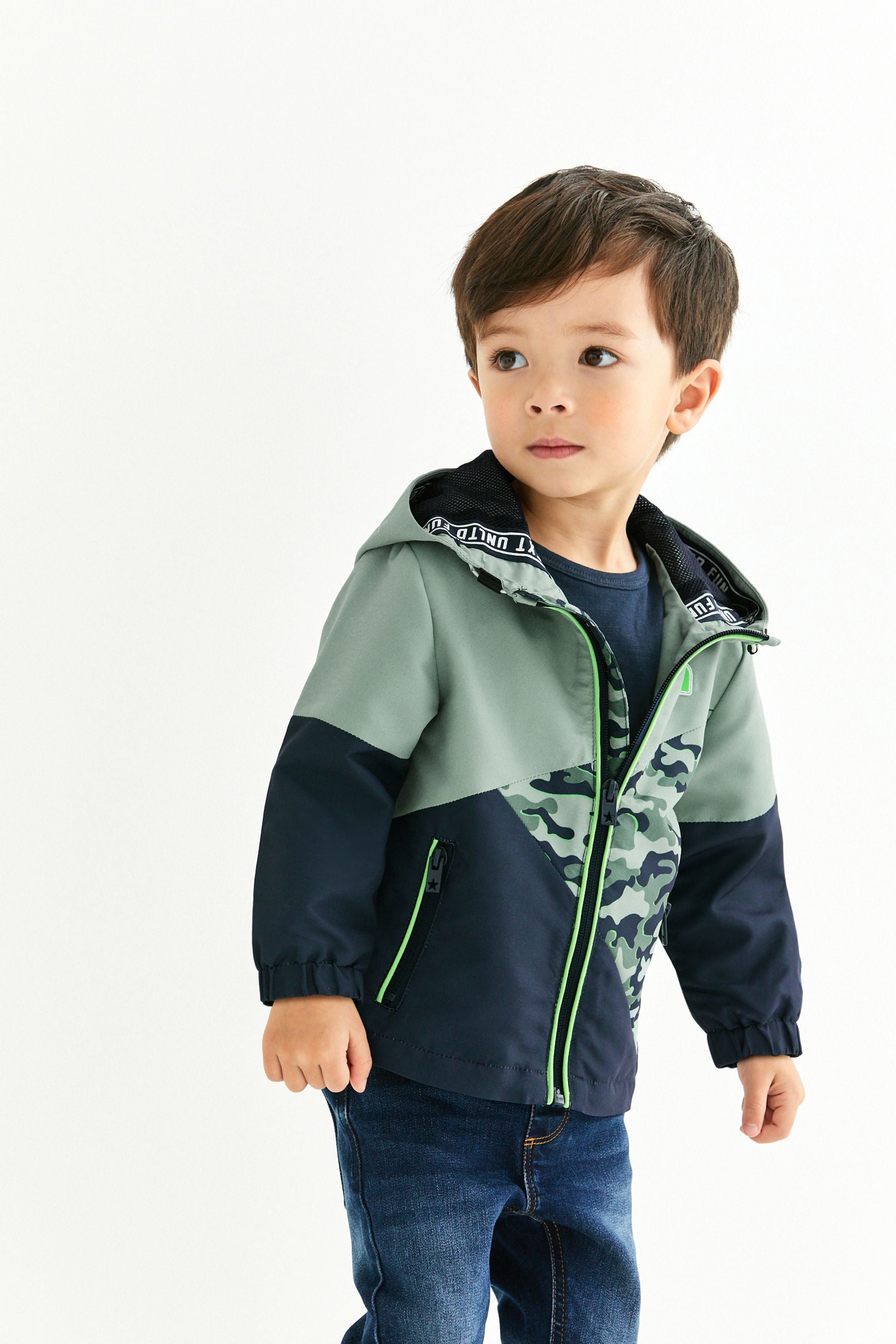 Blue Shower Resistant Camouflage Colourblock Anorak (3mths-7yrs)