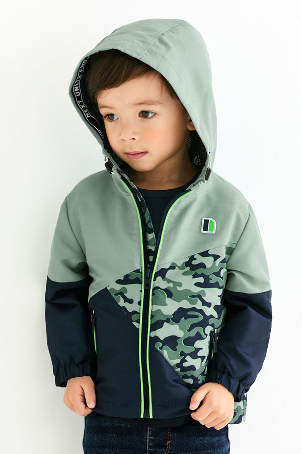 Blue Shower Resistant Camouflage Colourblock Anorak (3mths-7yrs)