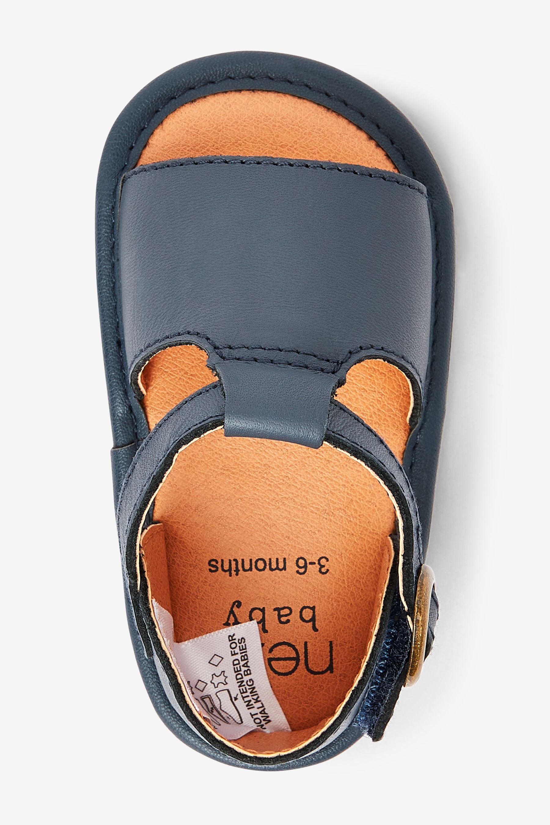 Navy Blue Leather Pram Sandals (0-24mths)